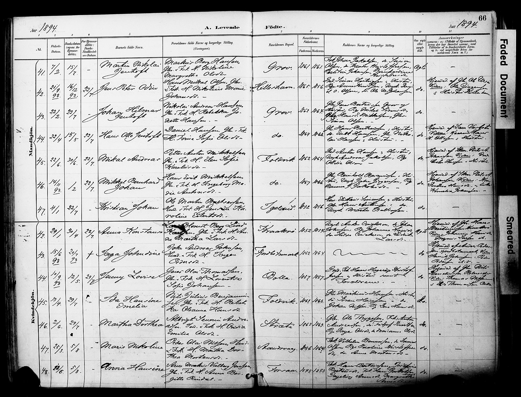 Ibestad sokneprestembete, AV/SATØ-S-0077/H/Ha/Haa/L0012kirke: Parish register (official) no. 12, 1890-1900, p. 66