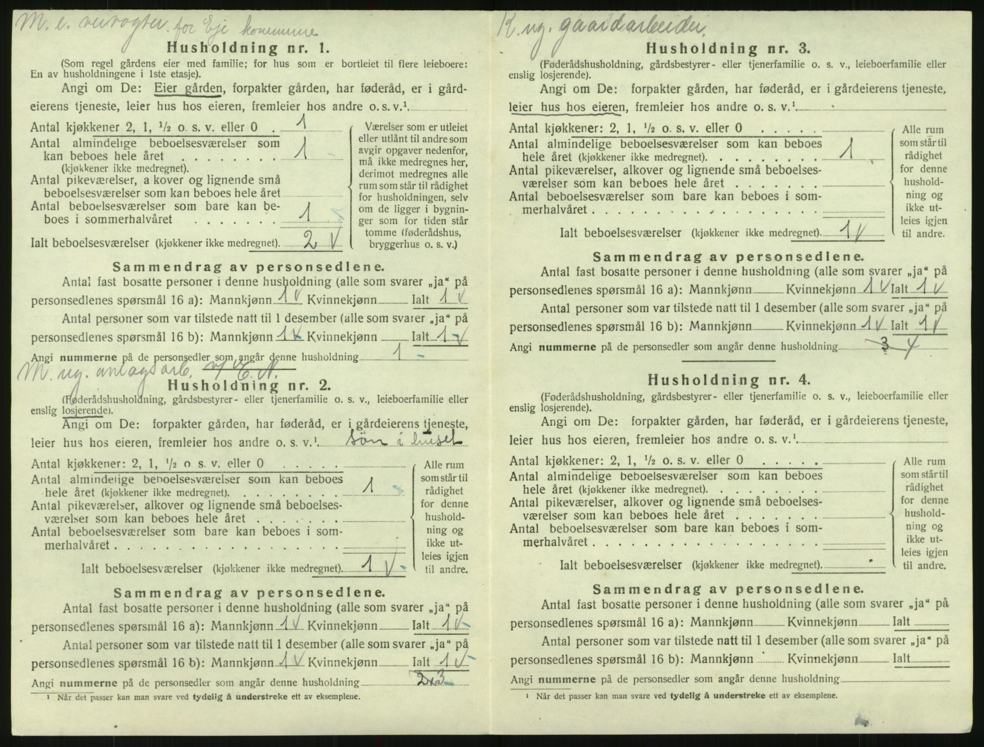 SAK, 1920 census for Evje, 1920, p. 97