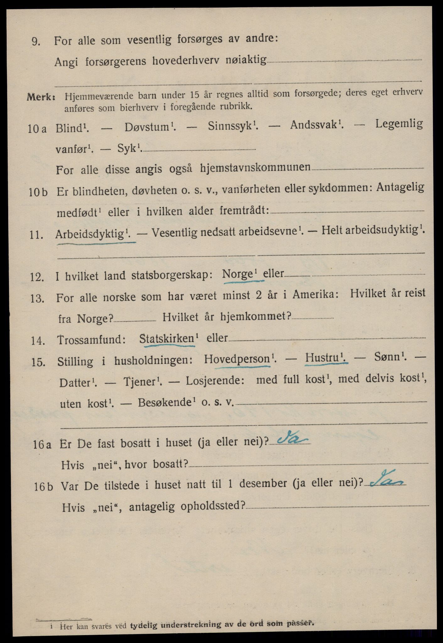 SAT, 1920 census for Kristiansund, 1920, p. 19852