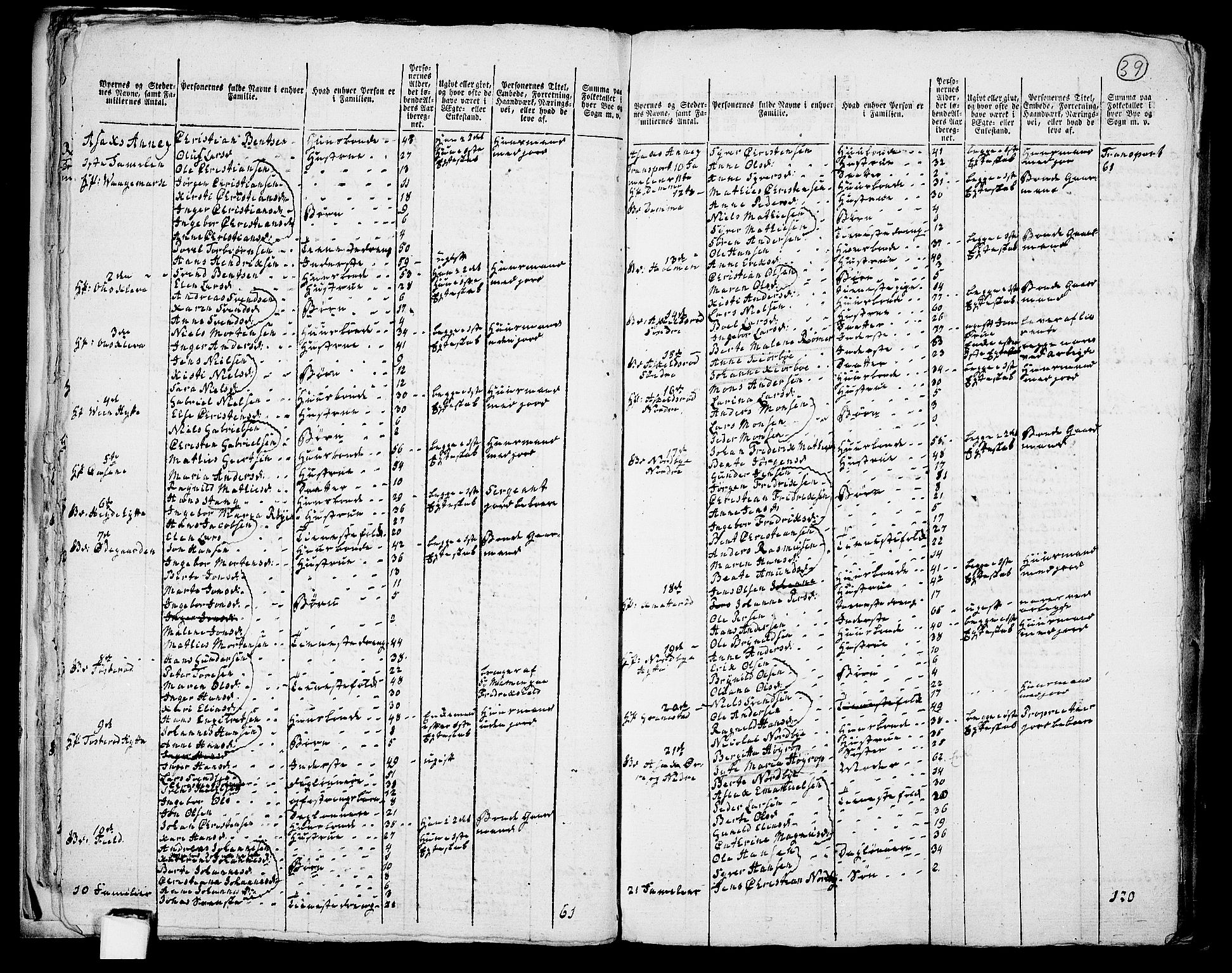 RA, 1801 census for 0116P Berg, 1801, p. 38b-39a