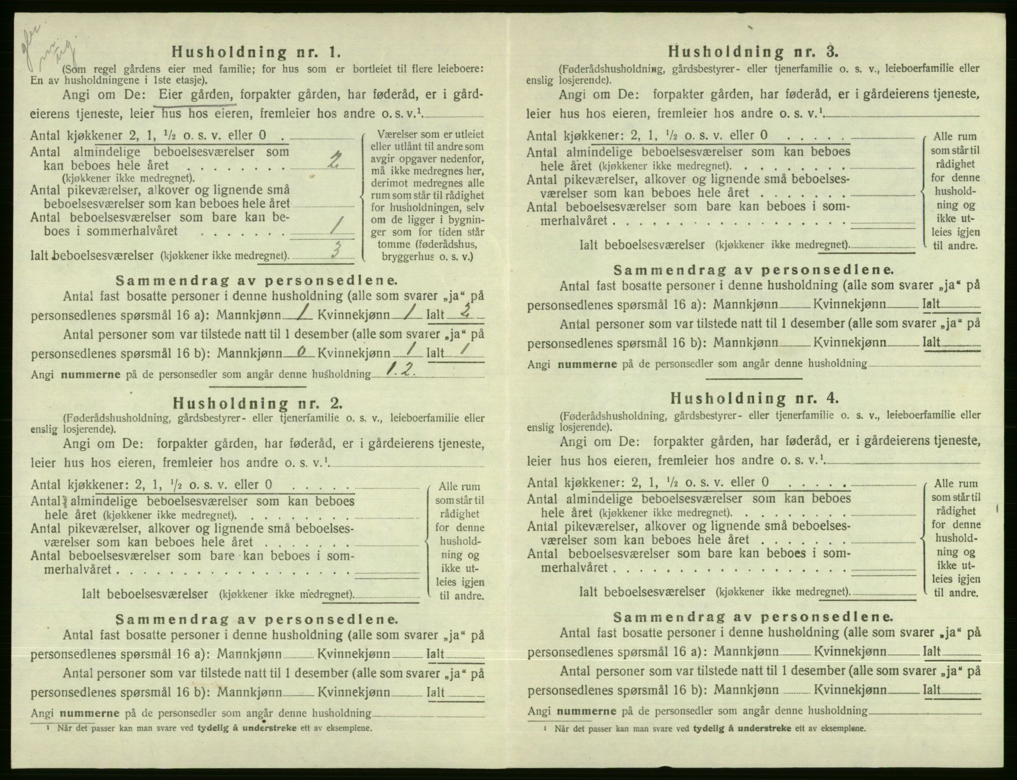 SAB, 1920 census for Voss, 1920, p. 2166