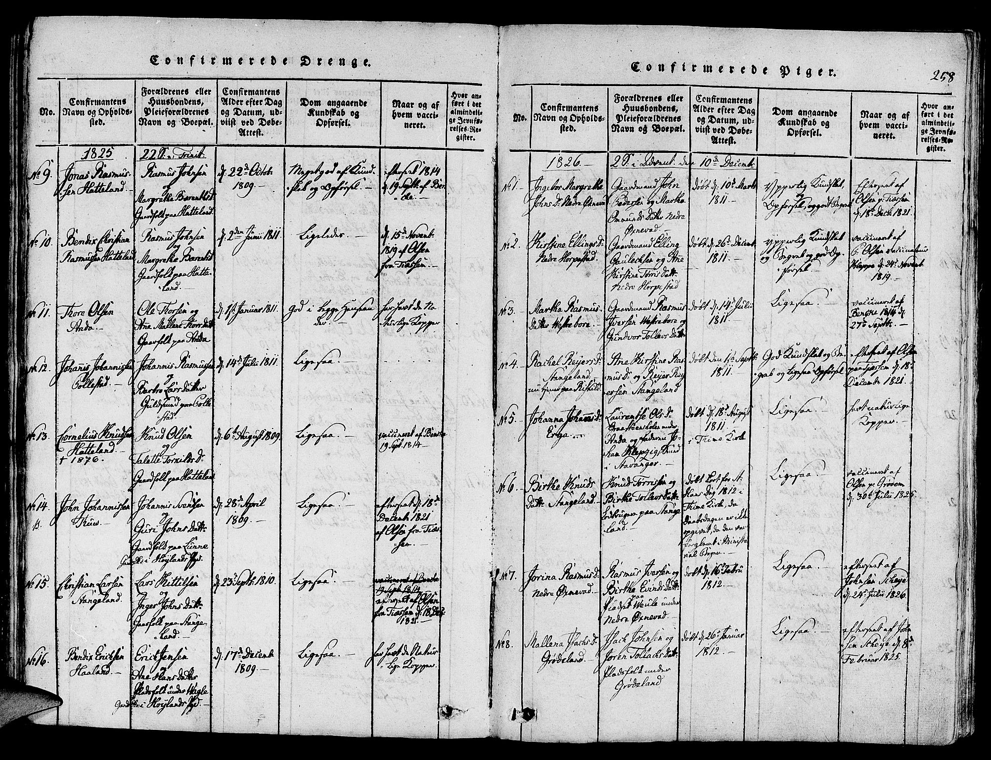 Klepp sokneprestkontor, SAST/A-101803/001/3/30BA/L0002: Parish register (official) no. A 2, 1816-1833, p. 258