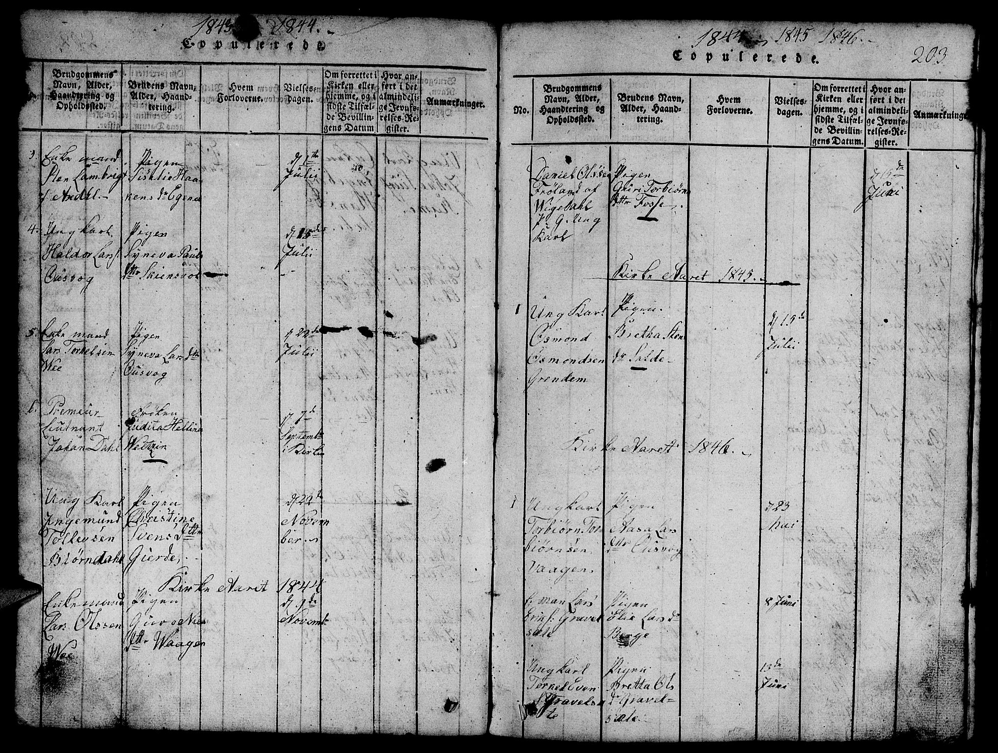Etne sokneprestembete, SAB/A-75001/H/Hab: Parish register (copy) no. B 1, 1815-1850, p. 203