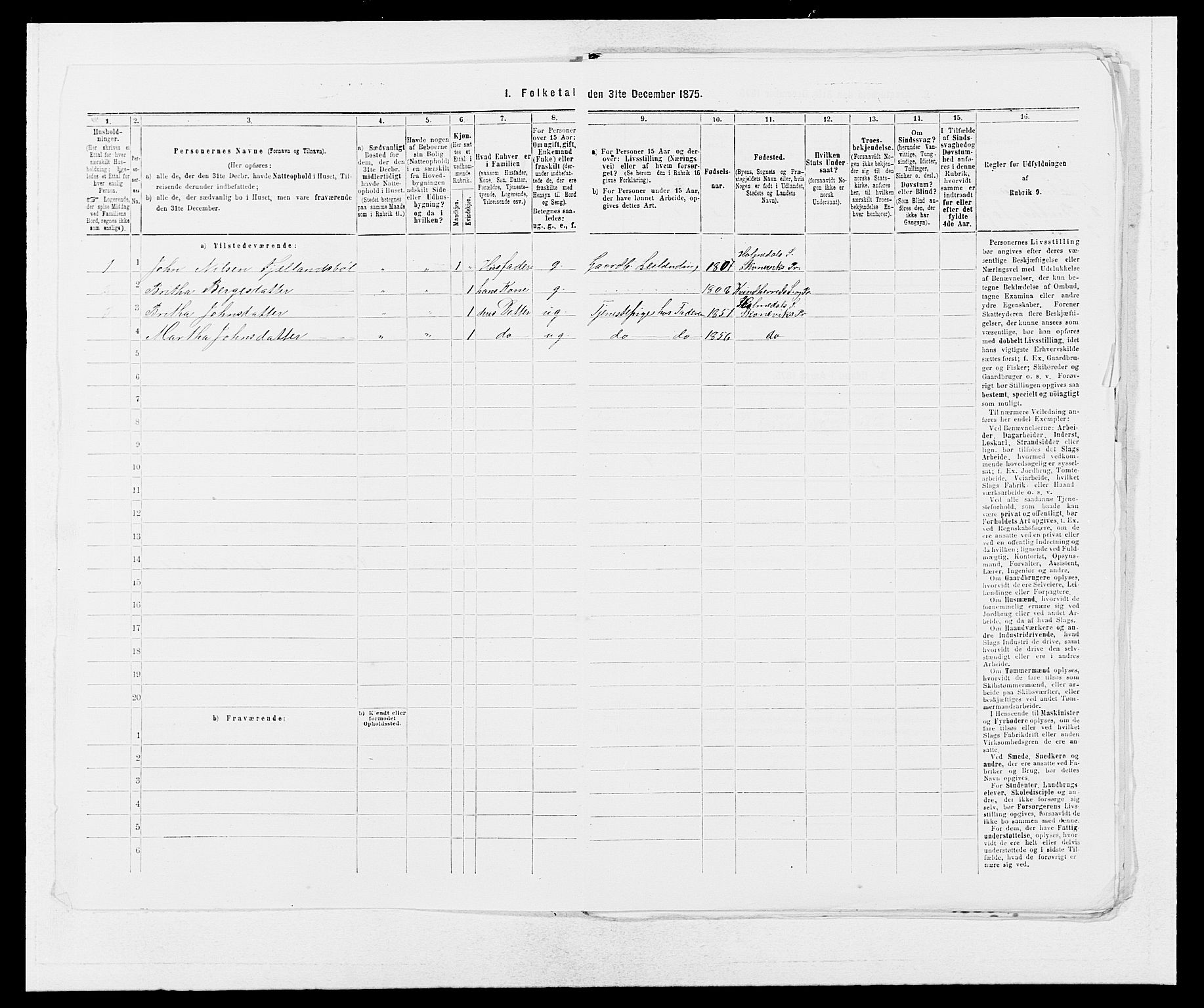SAB, 1875 census for 1212P Skånevik, 1875, p. 236