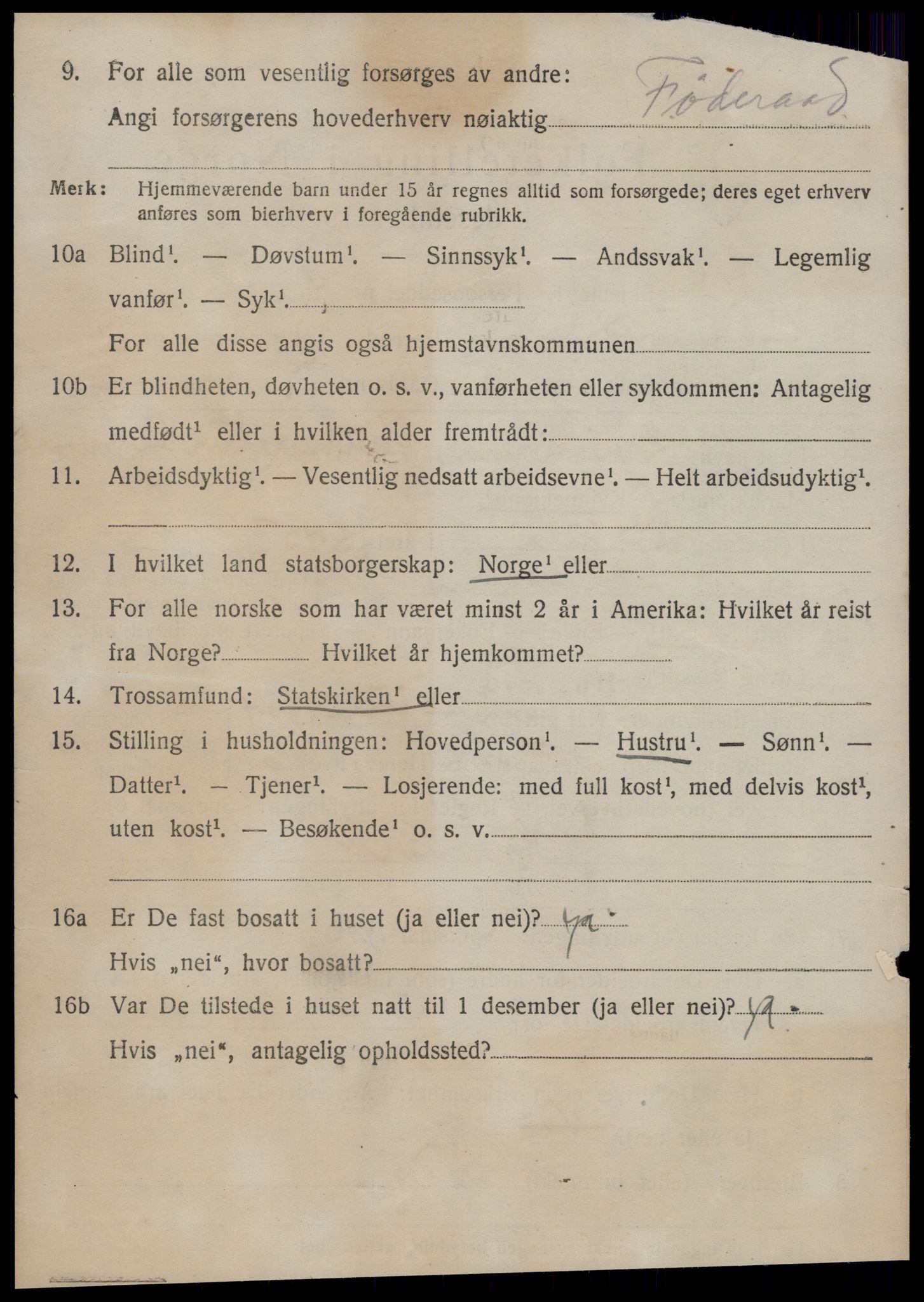 SAT, 1920 census for Borgund, 1920, p. 12919