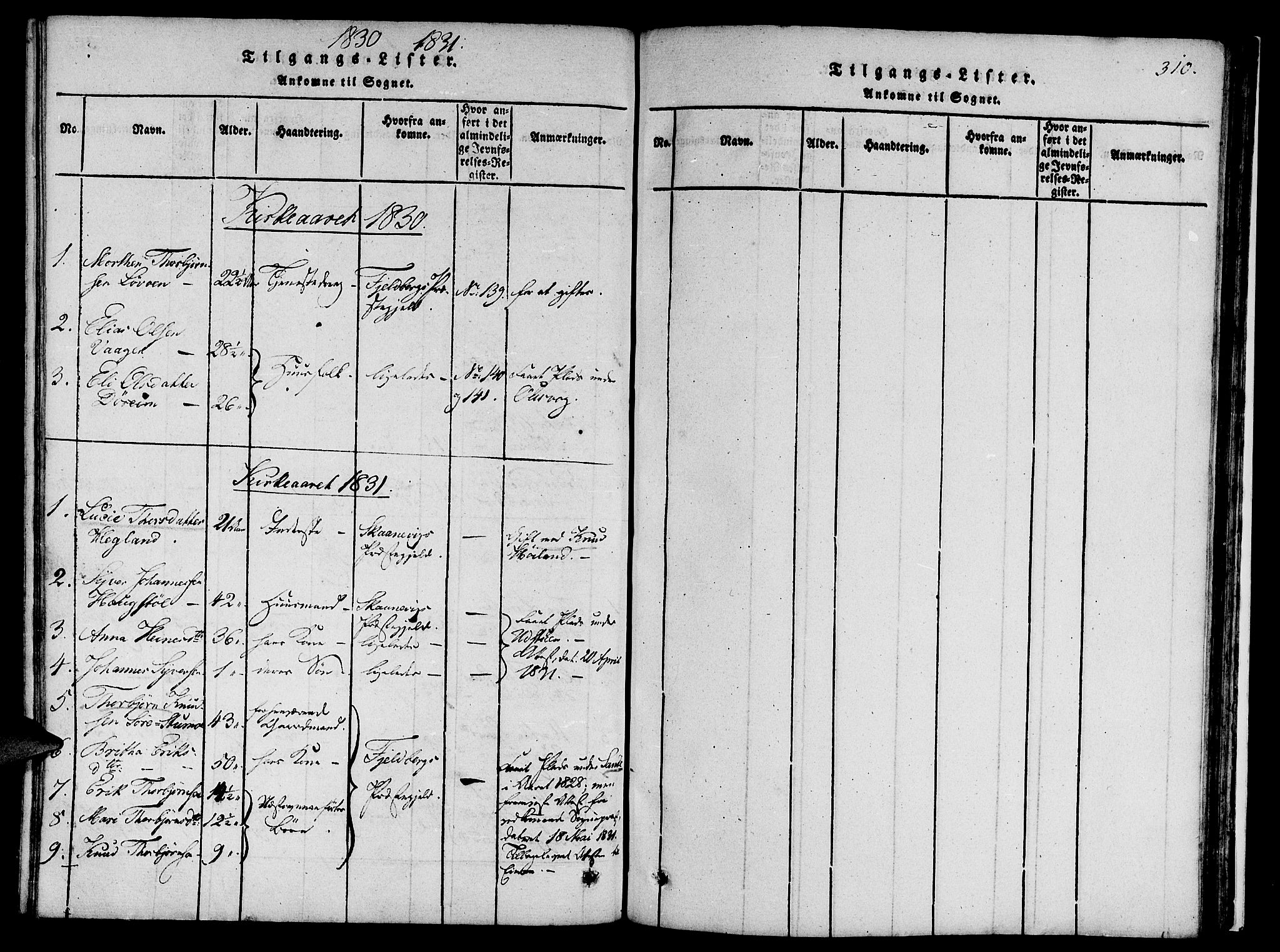 Etne sokneprestembete, SAB/A-75001/H/Haa: Parish register (official) no. A 6, 1815-1831, p. 310