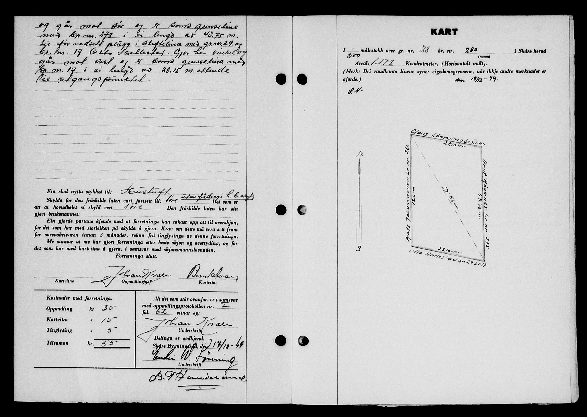 Karmsund sorenskriveri, SAST/A-100311/01/II/IIB/L0098: Mortgage book no. 78A, 1949-1950, Diary no: : 3718/1949