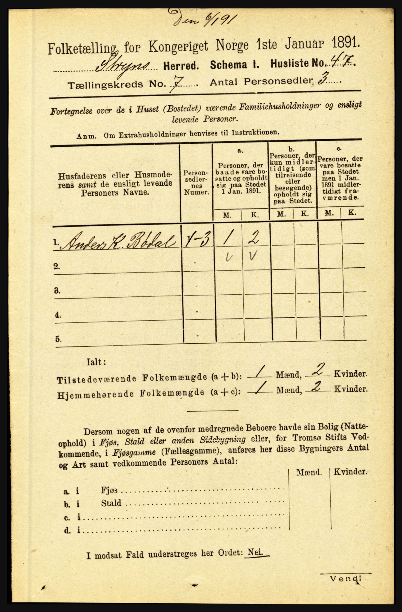 RA, 1891 census for 1448 Stryn, 1891, p. 2819