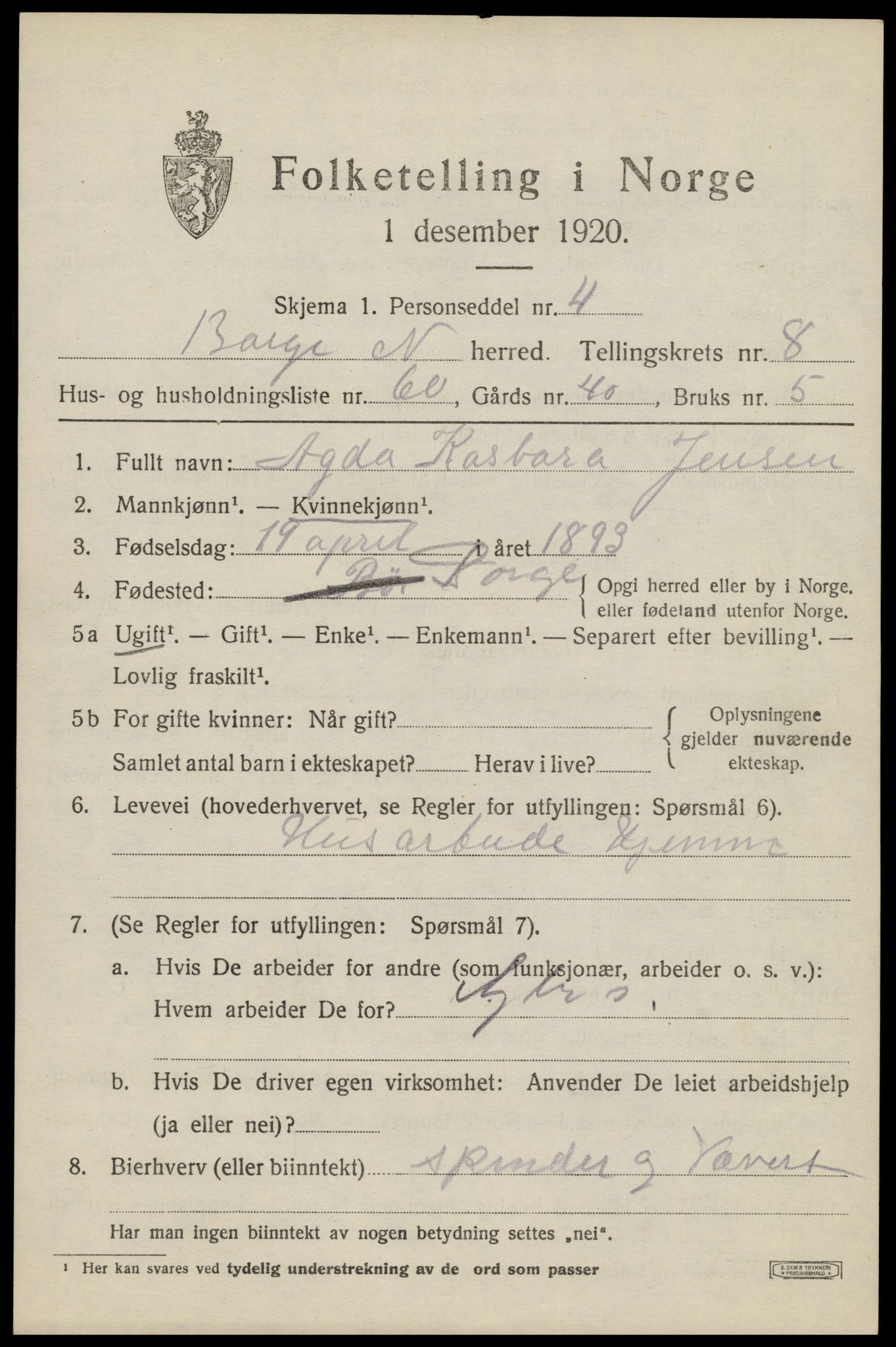 SAT, 1920 census for Borge, 1920, p. 8021