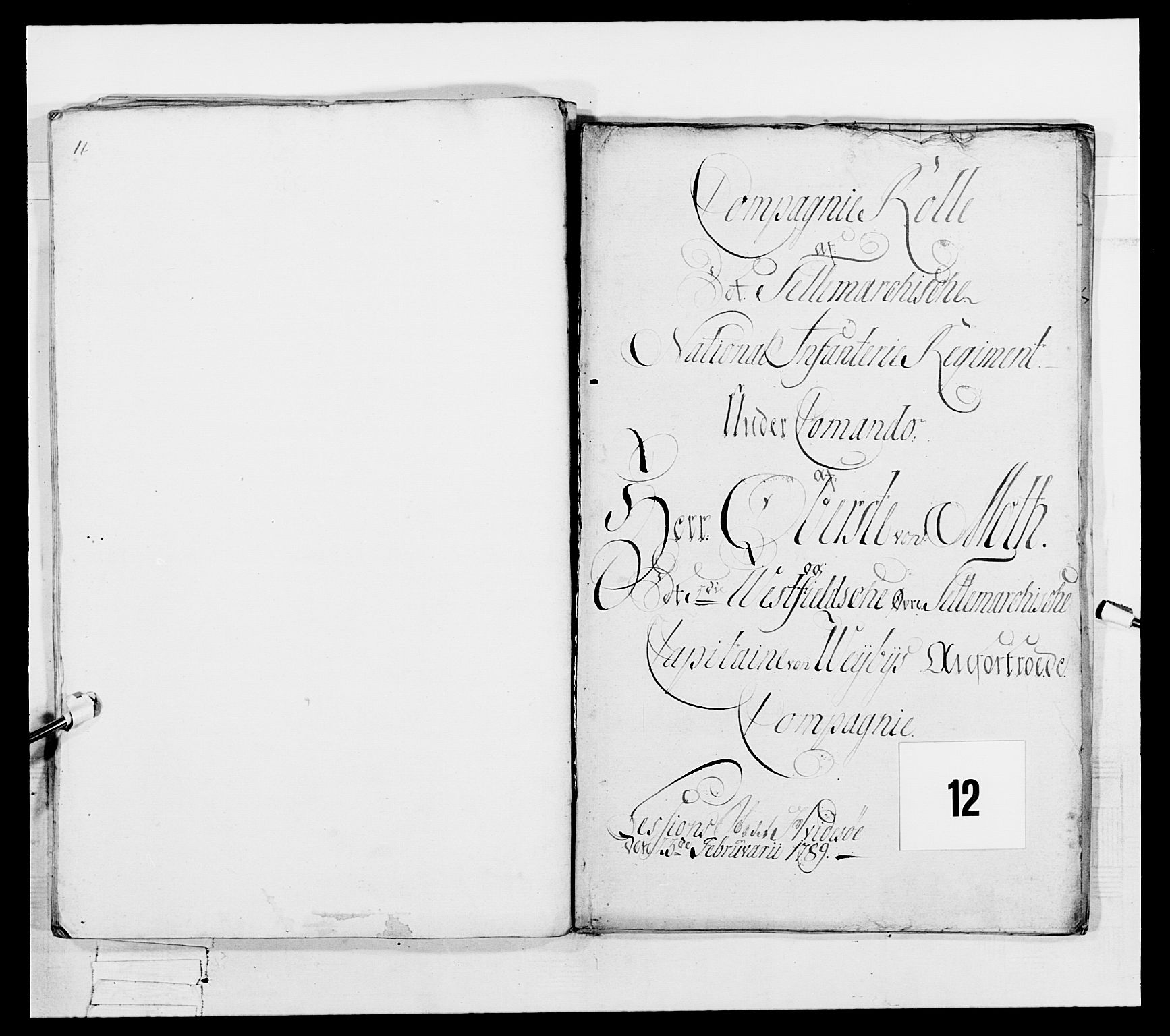 Generalitets- og kommissariatskollegiet, Det kongelige norske kommissariatskollegium, AV/RA-EA-5420/E/Eh/L0056: 2. Smålenske nasjonale infanteriregiment, 1789, p. 265