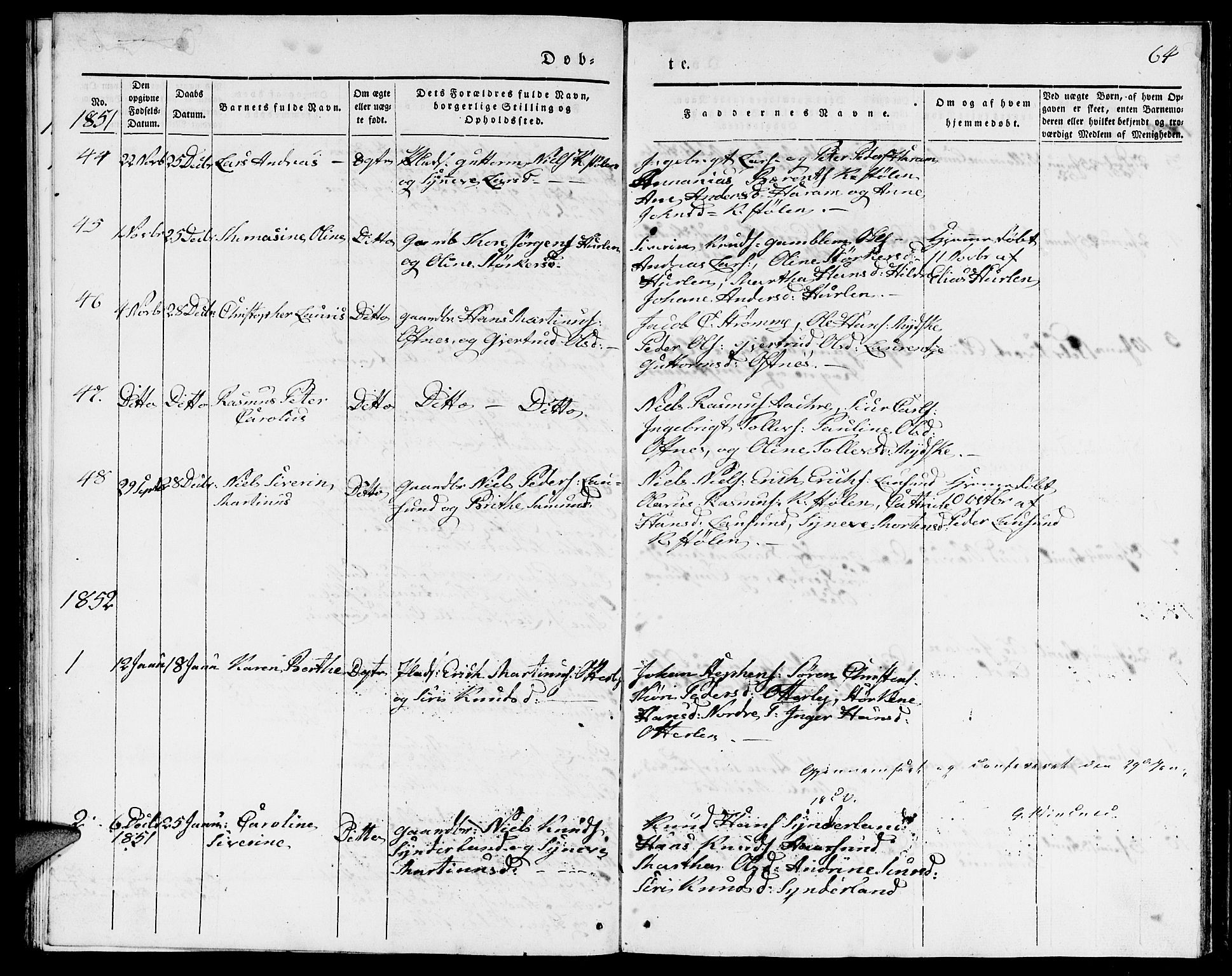 Ministerialprotokoller, klokkerbøker og fødselsregistre - Møre og Romsdal, AV/SAT-A-1454/536/L0507: Parish register (copy) no. 536C02, 1839-1859, p. 64