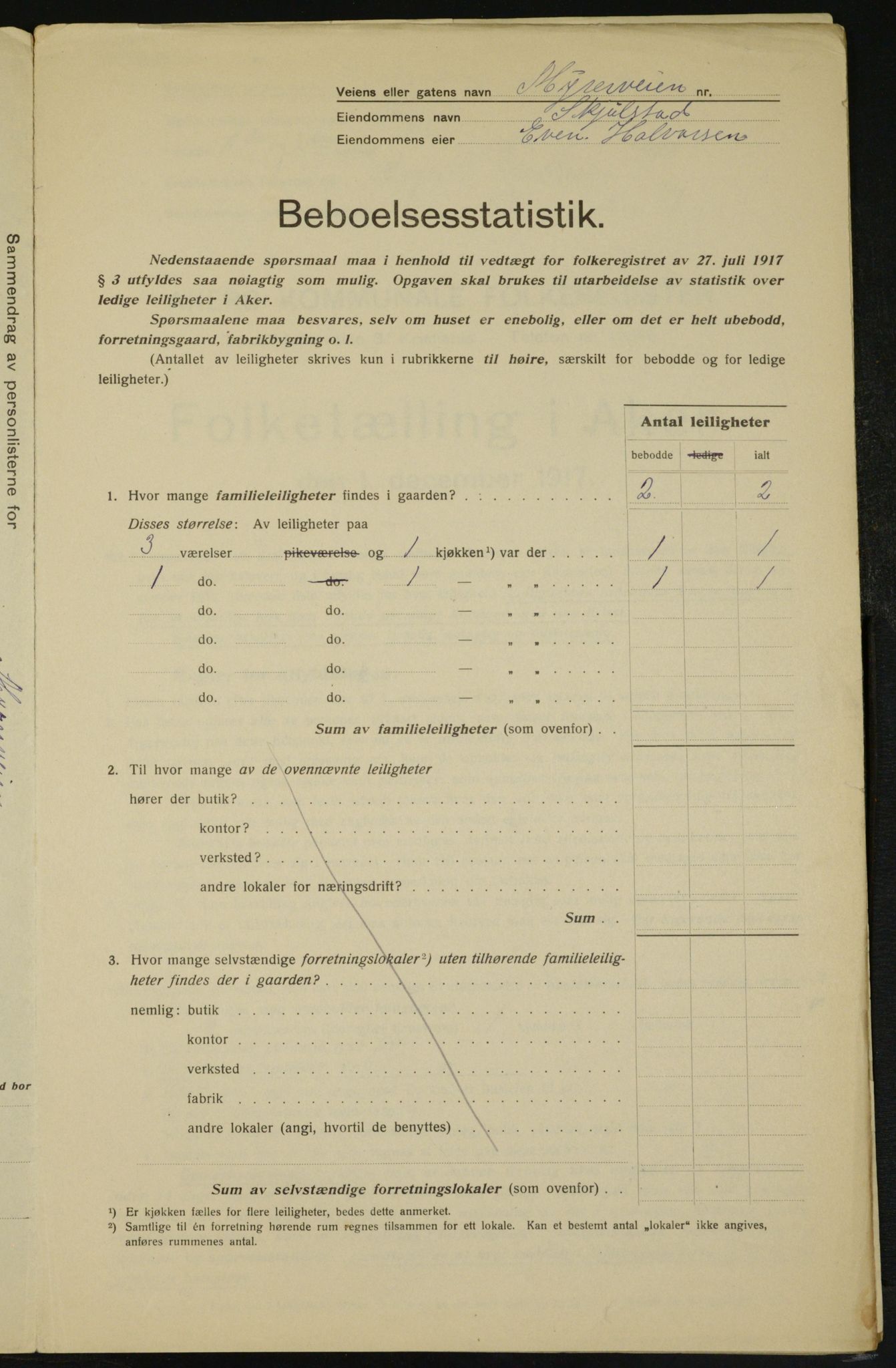 OBA, Municipal Census 1917 for Aker, 1917, p. 14172