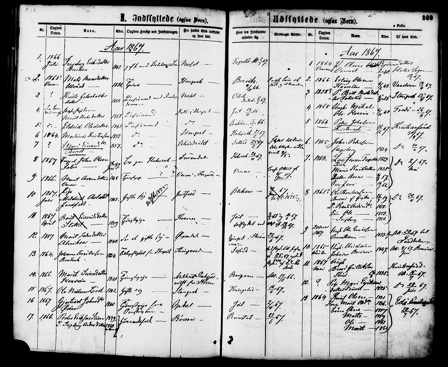 Ministerialprotokoller, klokkerbøker og fødselsregistre - Møre og Romsdal, AV/SAT-A-1454/586/L0986: Parish register (official) no. 586A12, 1867-1878, p. 200