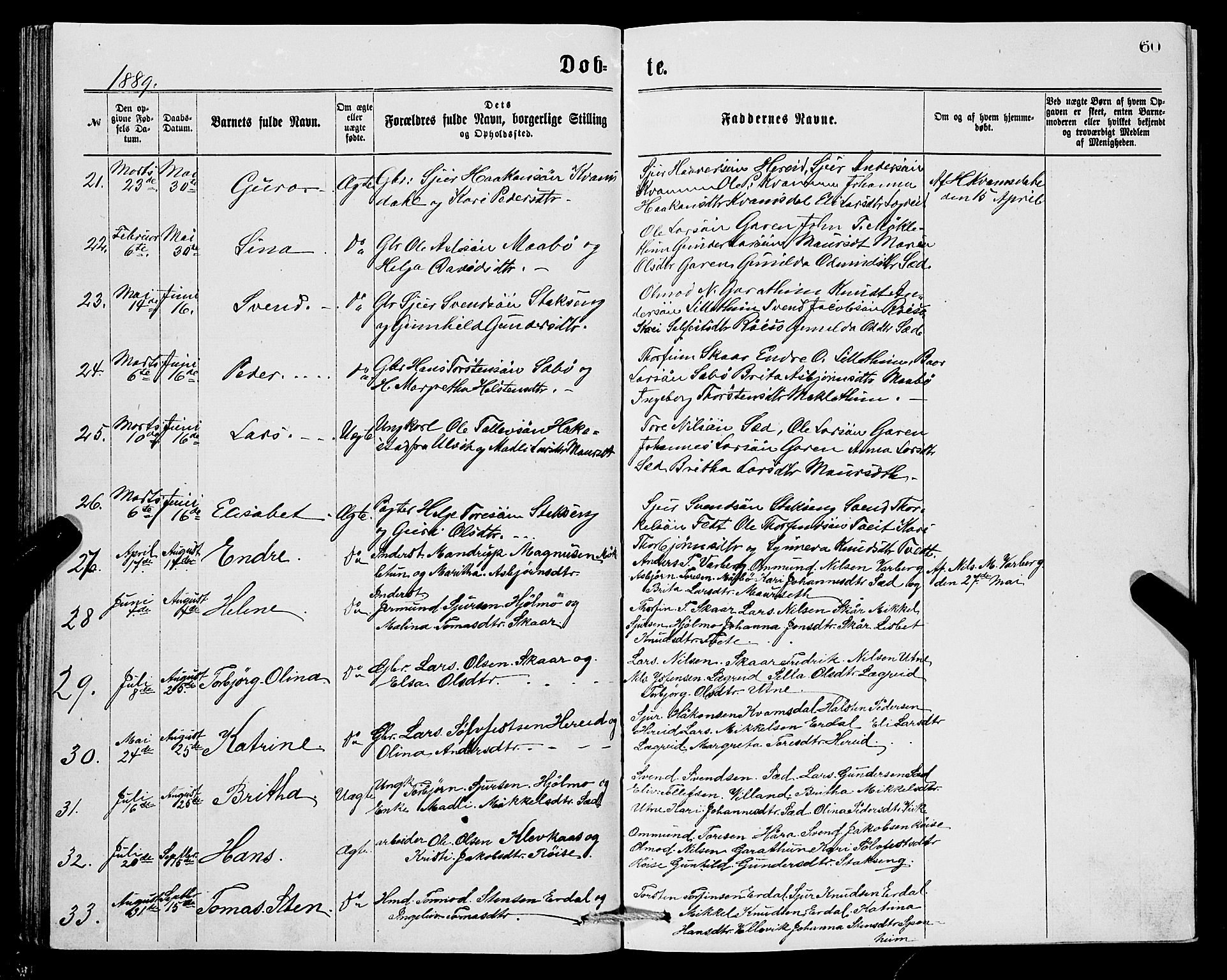 Ullensvang sokneprestembete, SAB/A-78701/H/Hab: Parish register (copy) no. C 2, 1871-1899, p. 60