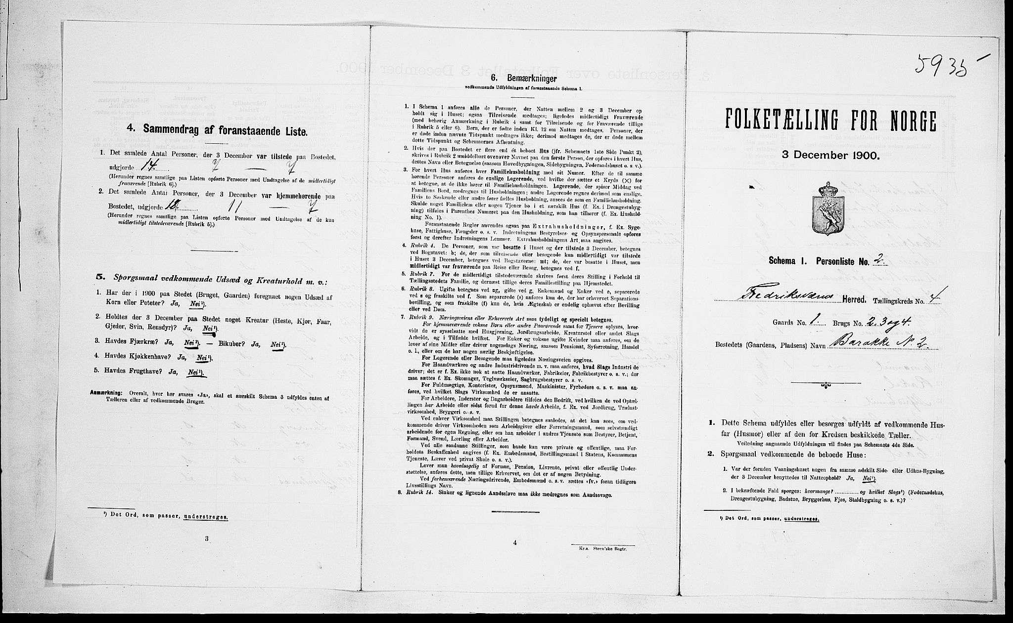 RA, 1900 census for Fredriksvern, 1900, p. 156