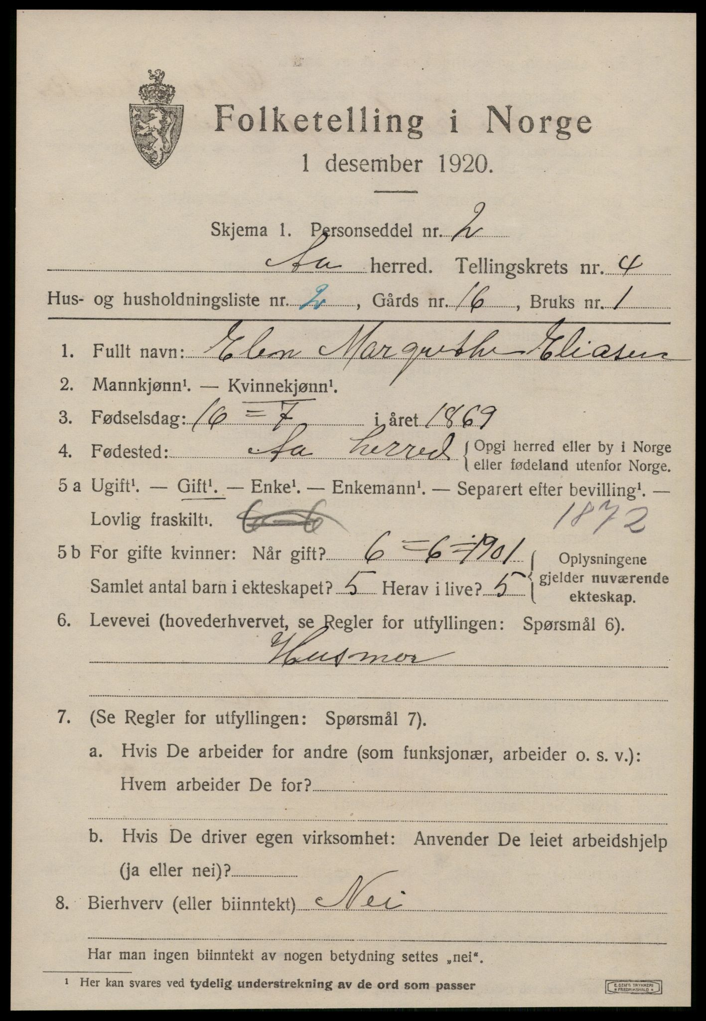 SAT, 1920 census for Å, 1920, p. 2080