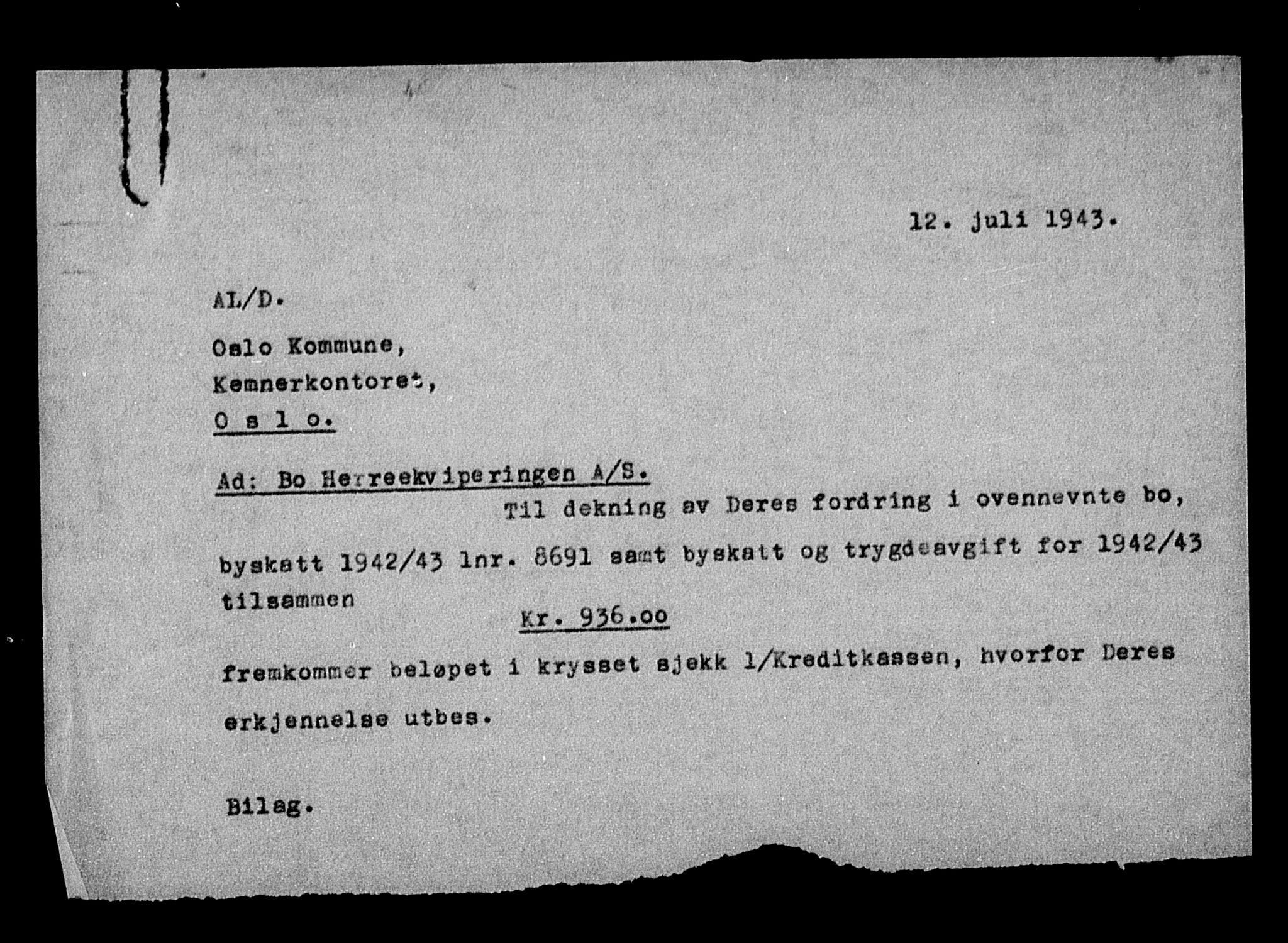 Justisdepartementet, Tilbakeføringskontoret for inndratte formuer, AV/RA-S-1564/H/Hc/Hcc/L0943: --, 1945-1947, p. 27