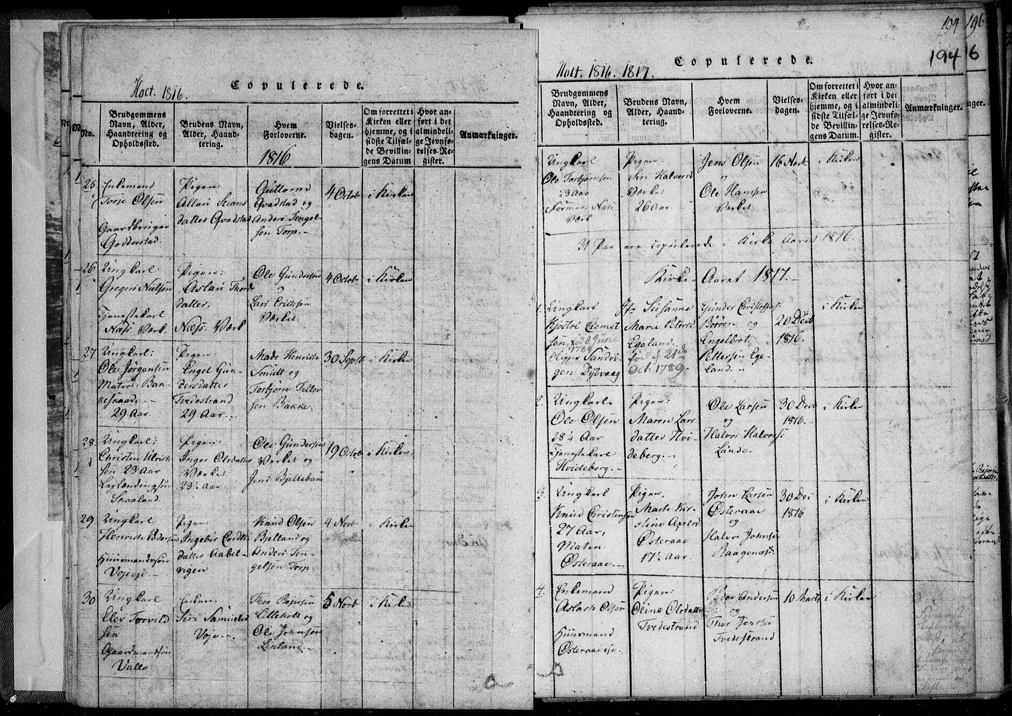 Holt sokneprestkontor, AV/SAK-1111-0021/F/Fa/L0005: Parish register (official) no. A 5, 1813-1821, p. 194