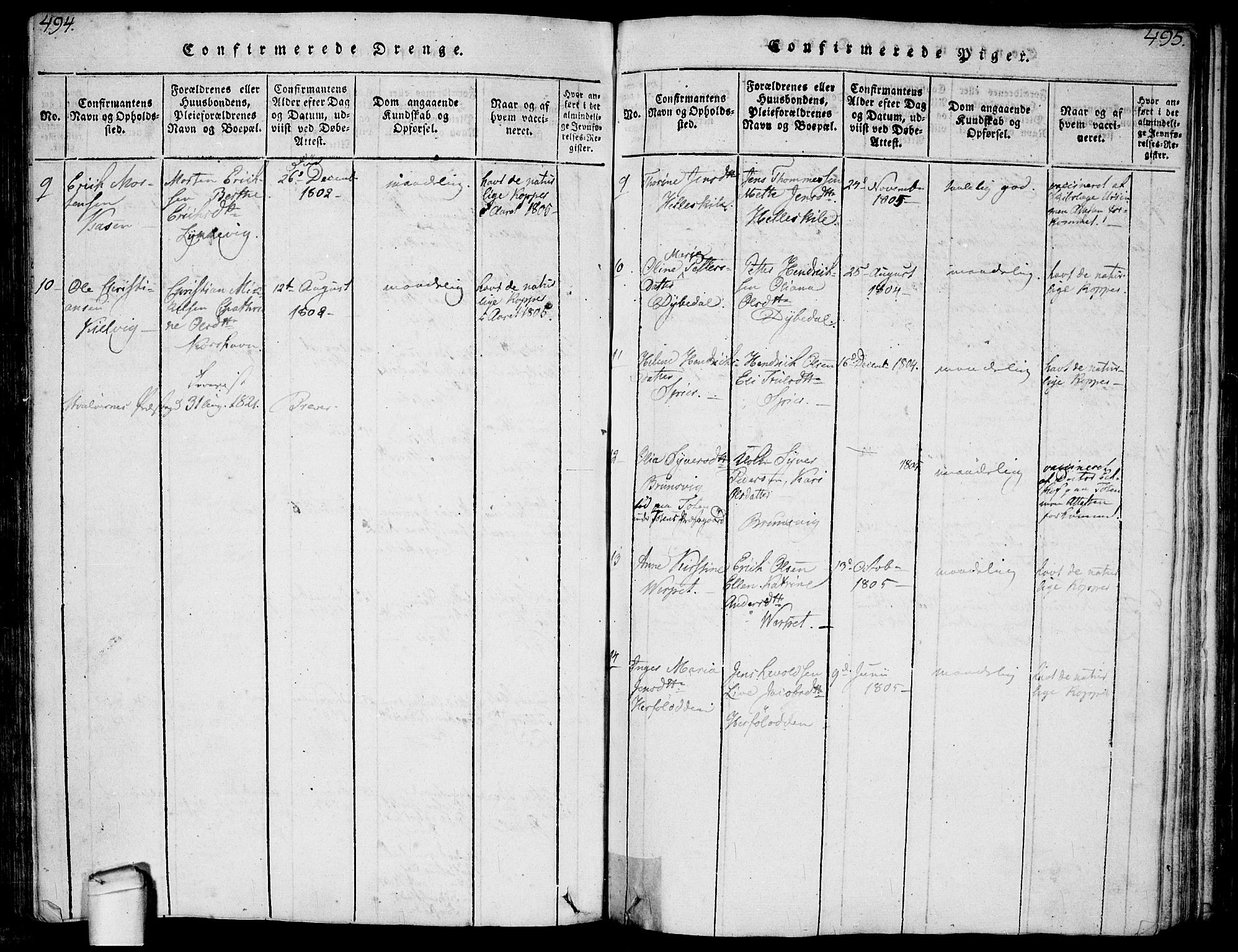 Hvaler prestekontor Kirkebøker, SAO/A-2001/F/Fa/L0005: Parish register (official) no. I 5, 1816-1845, p. 494-495