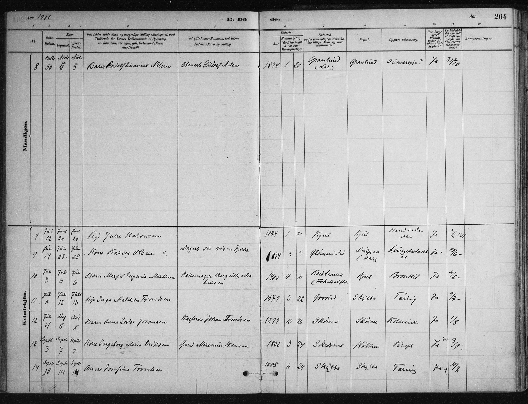 Nittedal prestekontor Kirkebøker, SAO/A-10365a/F/Fa/L0007: Parish register (official) no. I 7, 1879-1901, p. 264