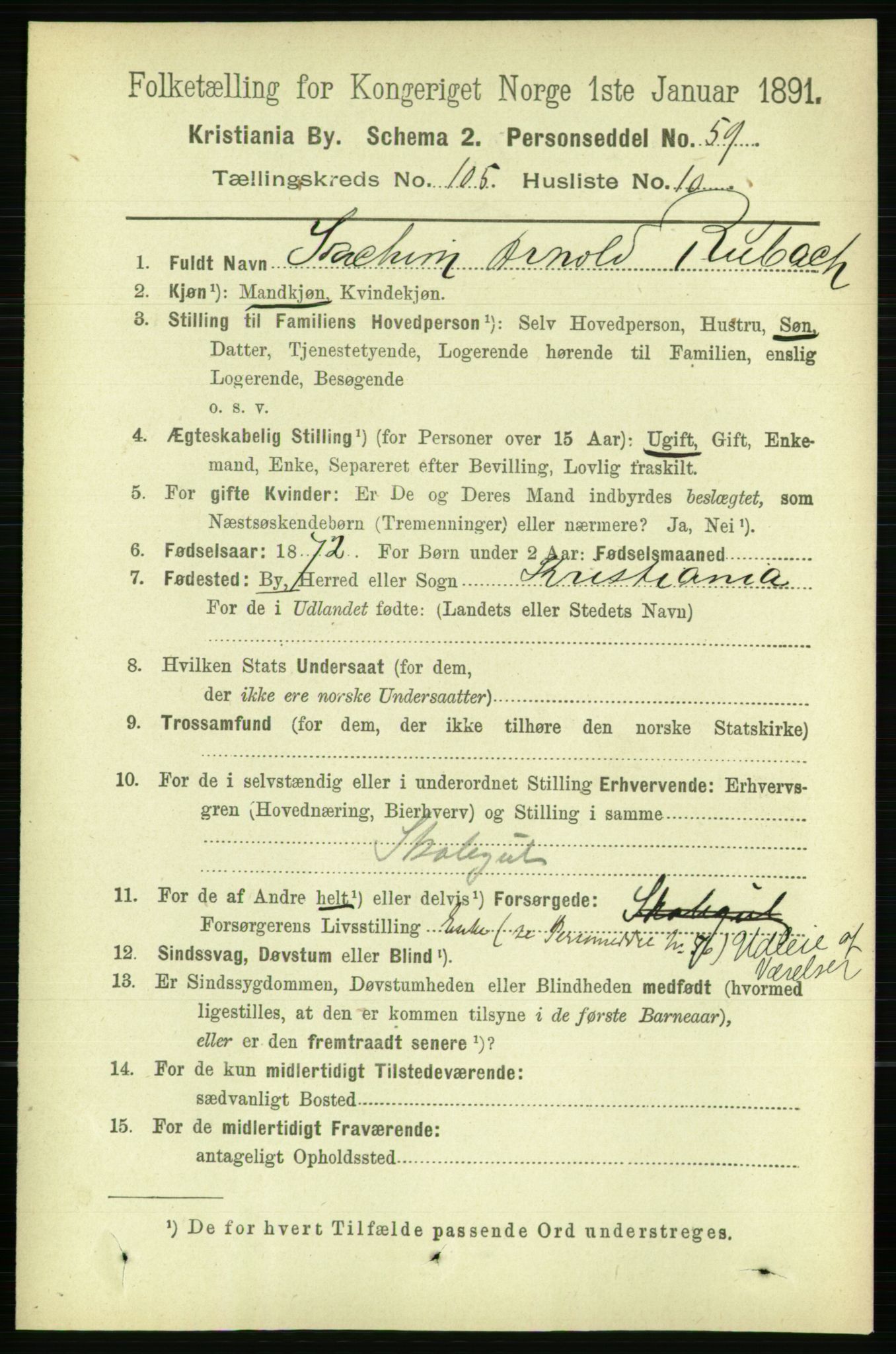 RA, 1891 census for 0301 Kristiania, 1891, p. 53383