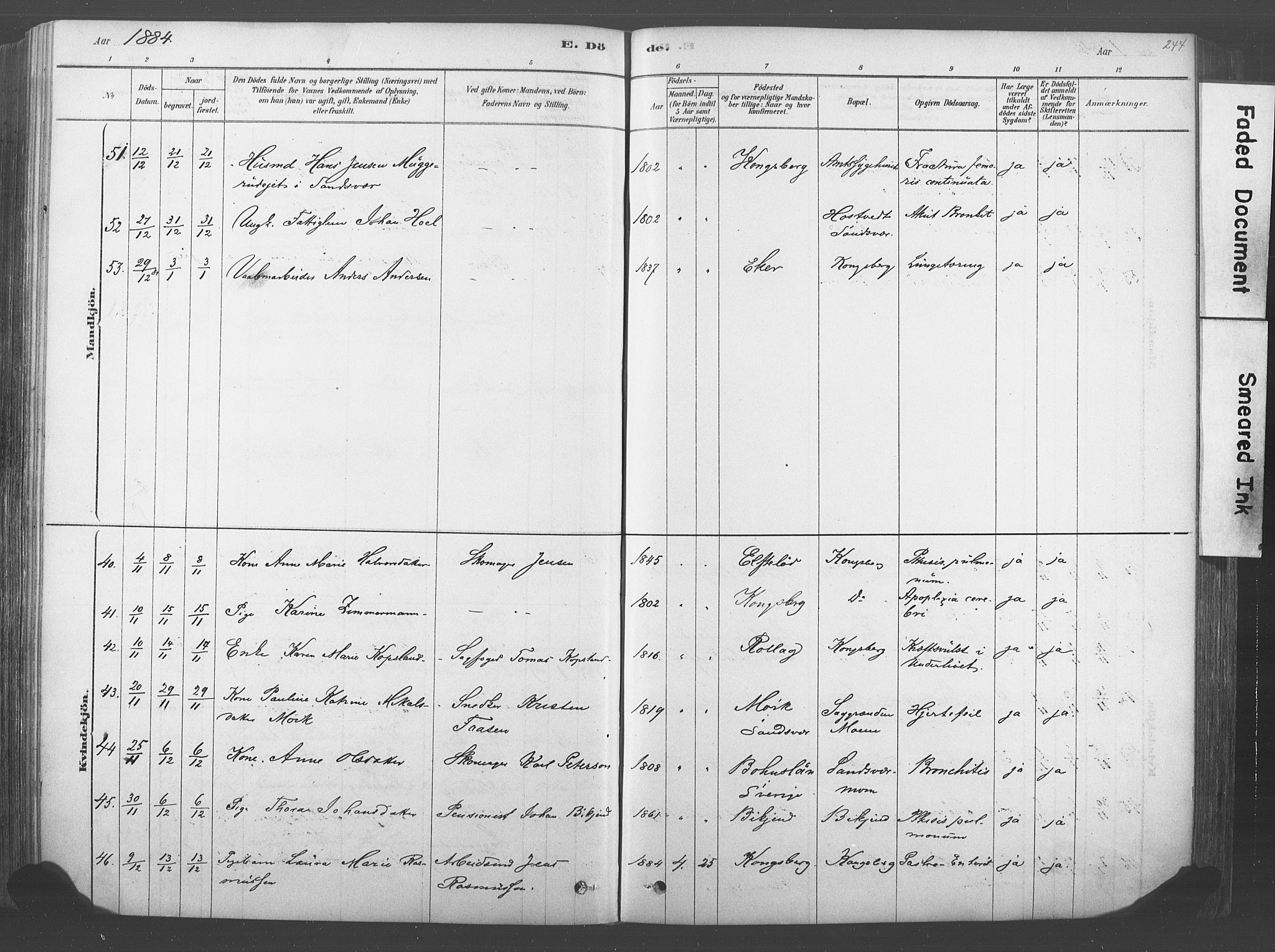 Kongsberg kirkebøker, AV/SAKO-A-22/F/Fb/L0001: Parish register (official) no. II 1, 1878-1886, p. 244