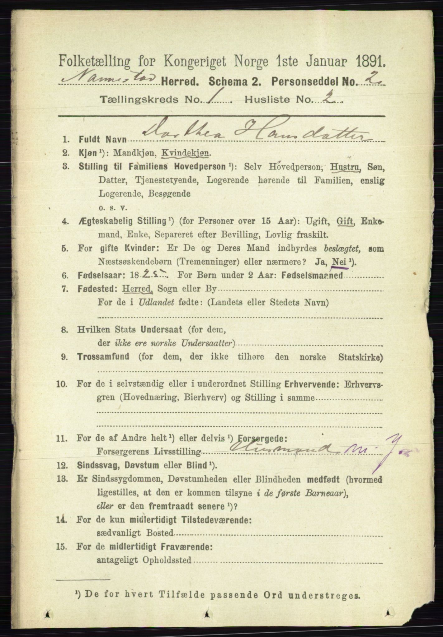 RA, 1891 census for 0238 Nannestad, 1891, p. 129