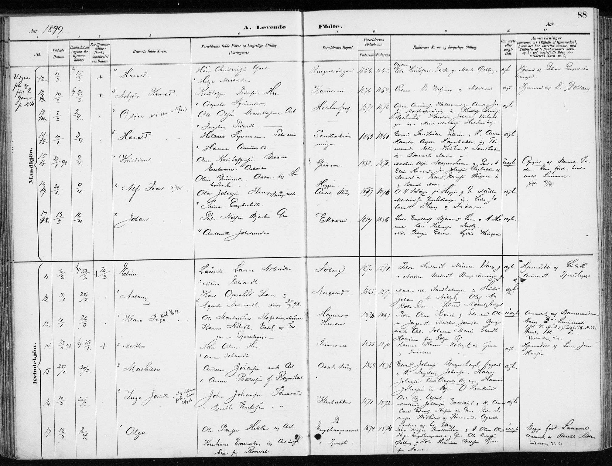 Løten prestekontor, AV/SAH-PREST-022/K/Ka/L0010: Parish register (official) no. 10, 1892-1907, p. 88