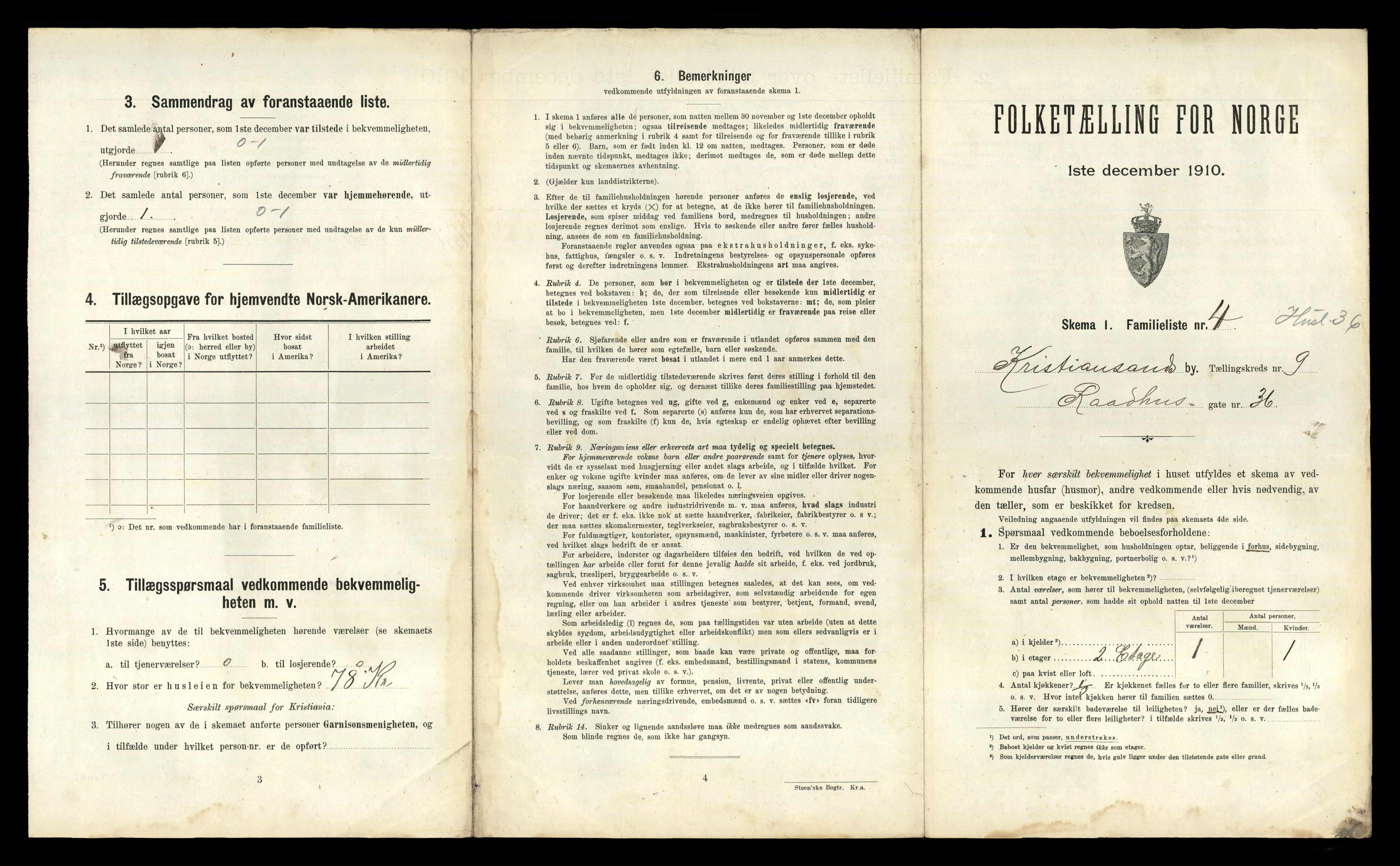 RA, 1910 census for Kristiansand, 1910, p. 2244