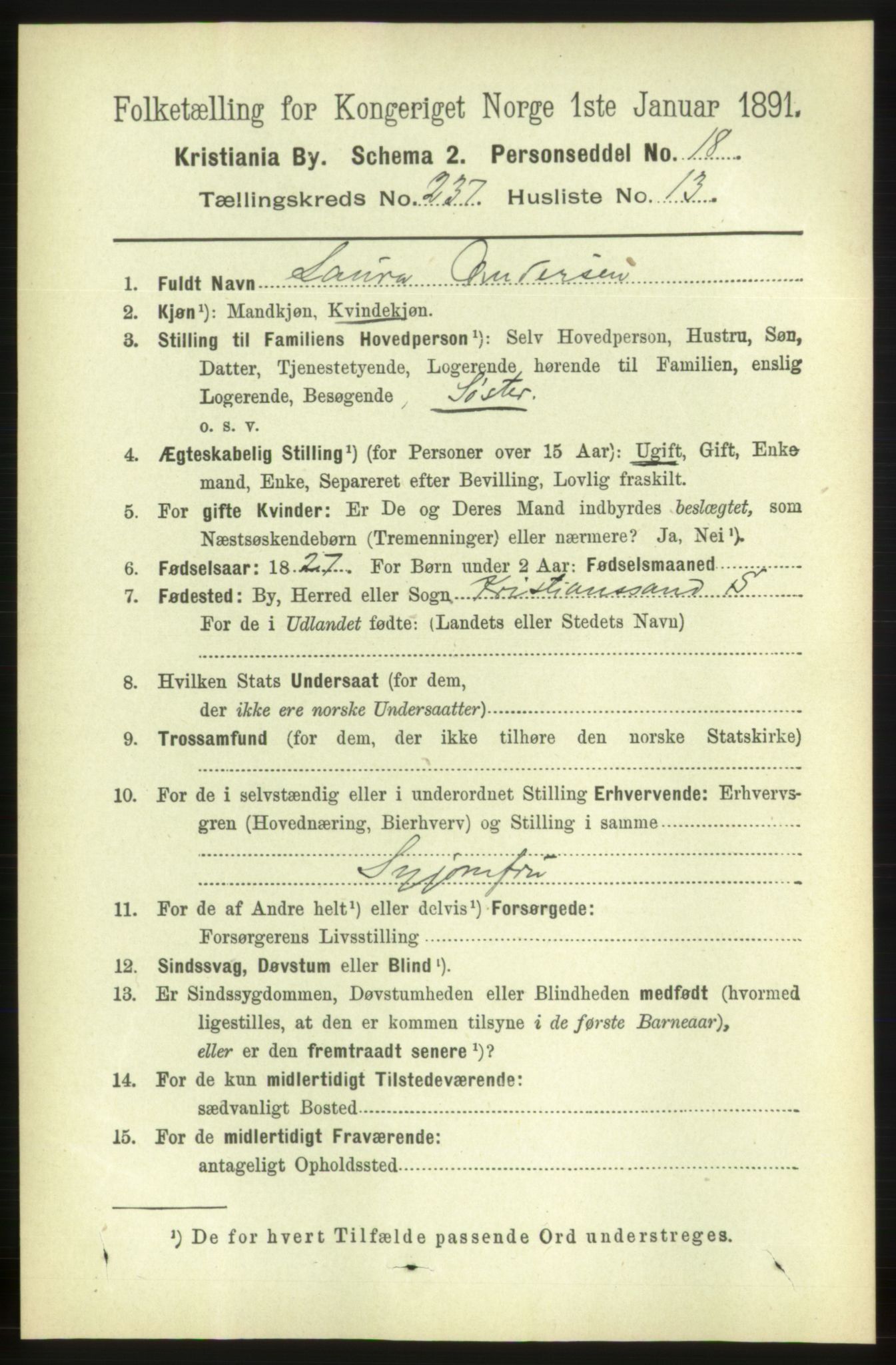 RA, 1891 census for 0301 Kristiania, 1891, p. 144442