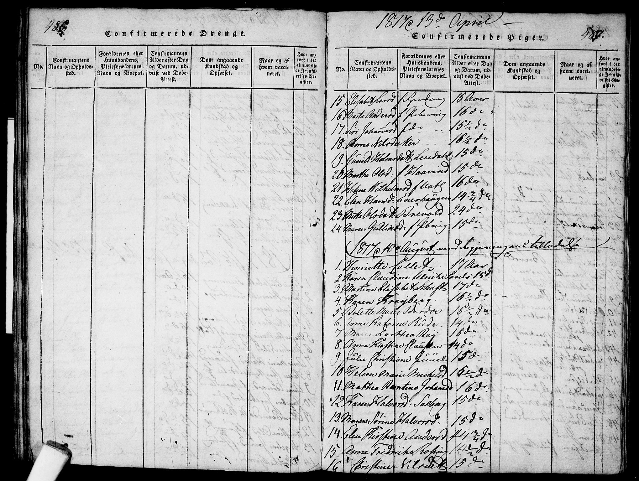 Garnisonsmenigheten Kirkebøker, AV/SAO-A-10846/G/Ga/L0003: Parish register (copy) no. 3, 1815-1819, p. 486-487