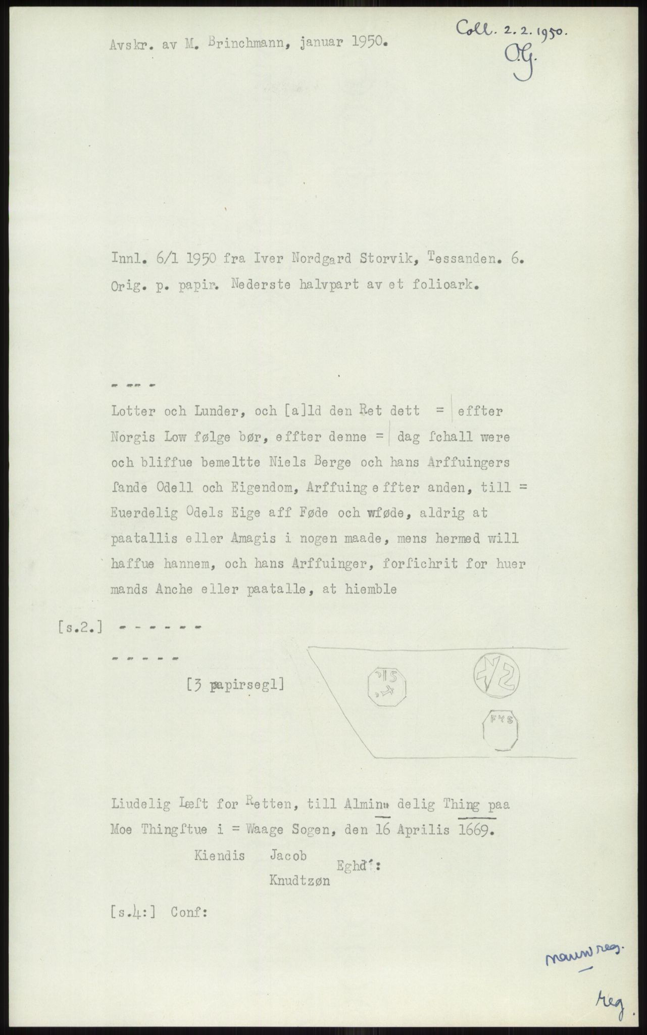 Samlinger til kildeutgivelse, Diplomavskriftsamlingen, AV/RA-EA-4053/H/Ha, p. 84