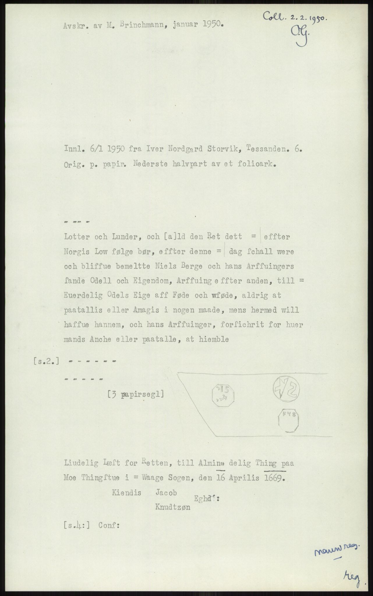 Samlinger til kildeutgivelse, Diplomavskriftsamlingen, RA/EA-4053/H/Ha, p. 84