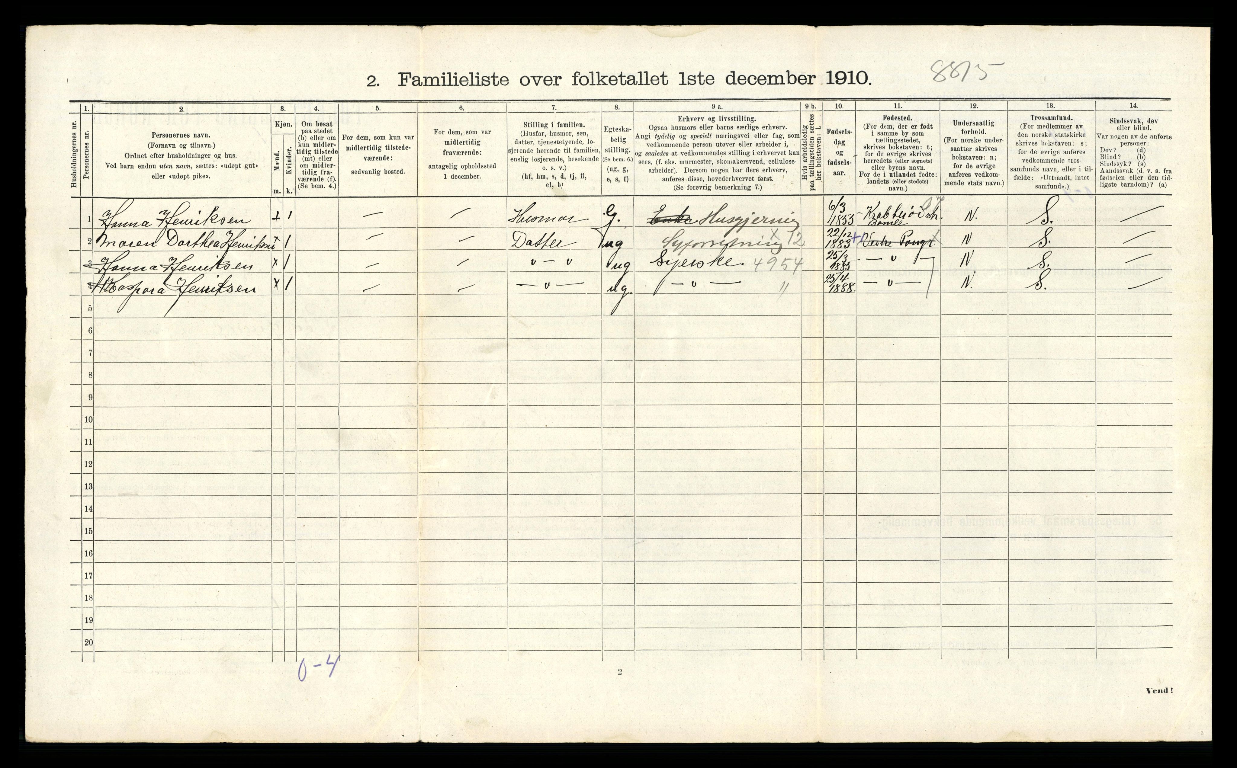 RA, 1910 census for Porsgrunn, 1910, p. 2951