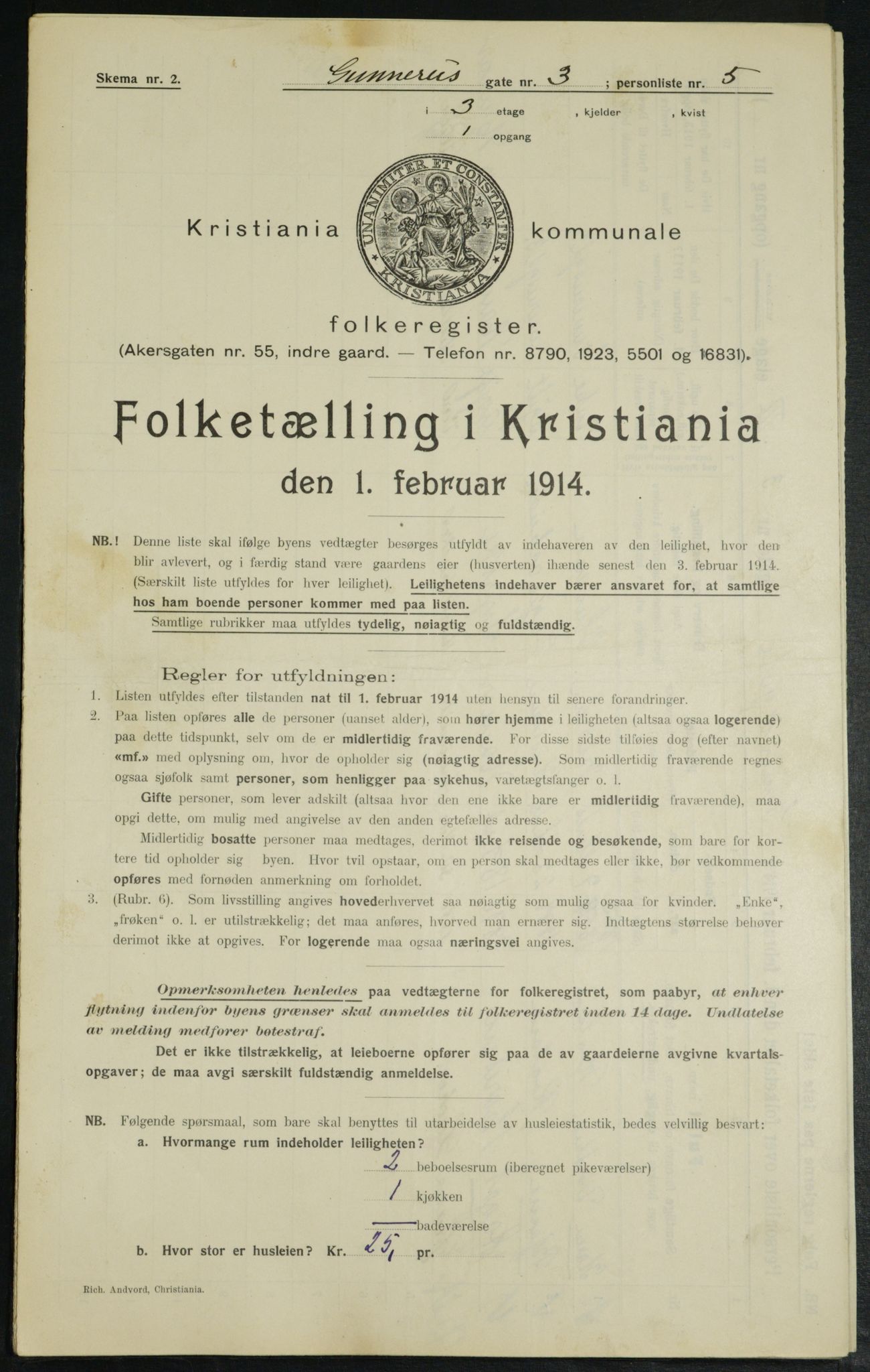 OBA, Municipal Census 1914 for Kristiania, 1914, p. 5191