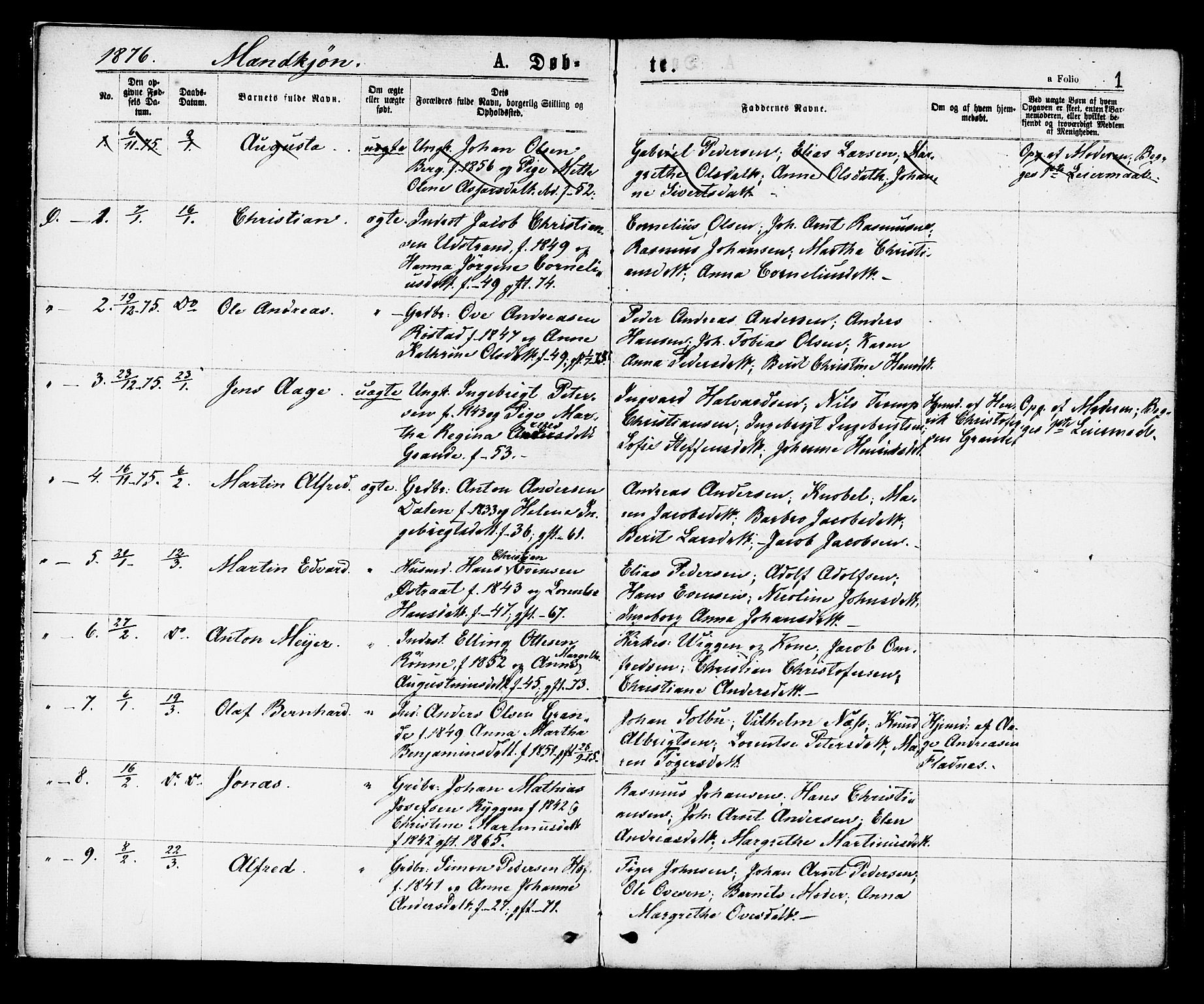 Ministerialprotokoller, klokkerbøker og fødselsregistre - Sør-Trøndelag, SAT/A-1456/659/L0738: Parish register (official) no. 659A08, 1876-1878, p. 1