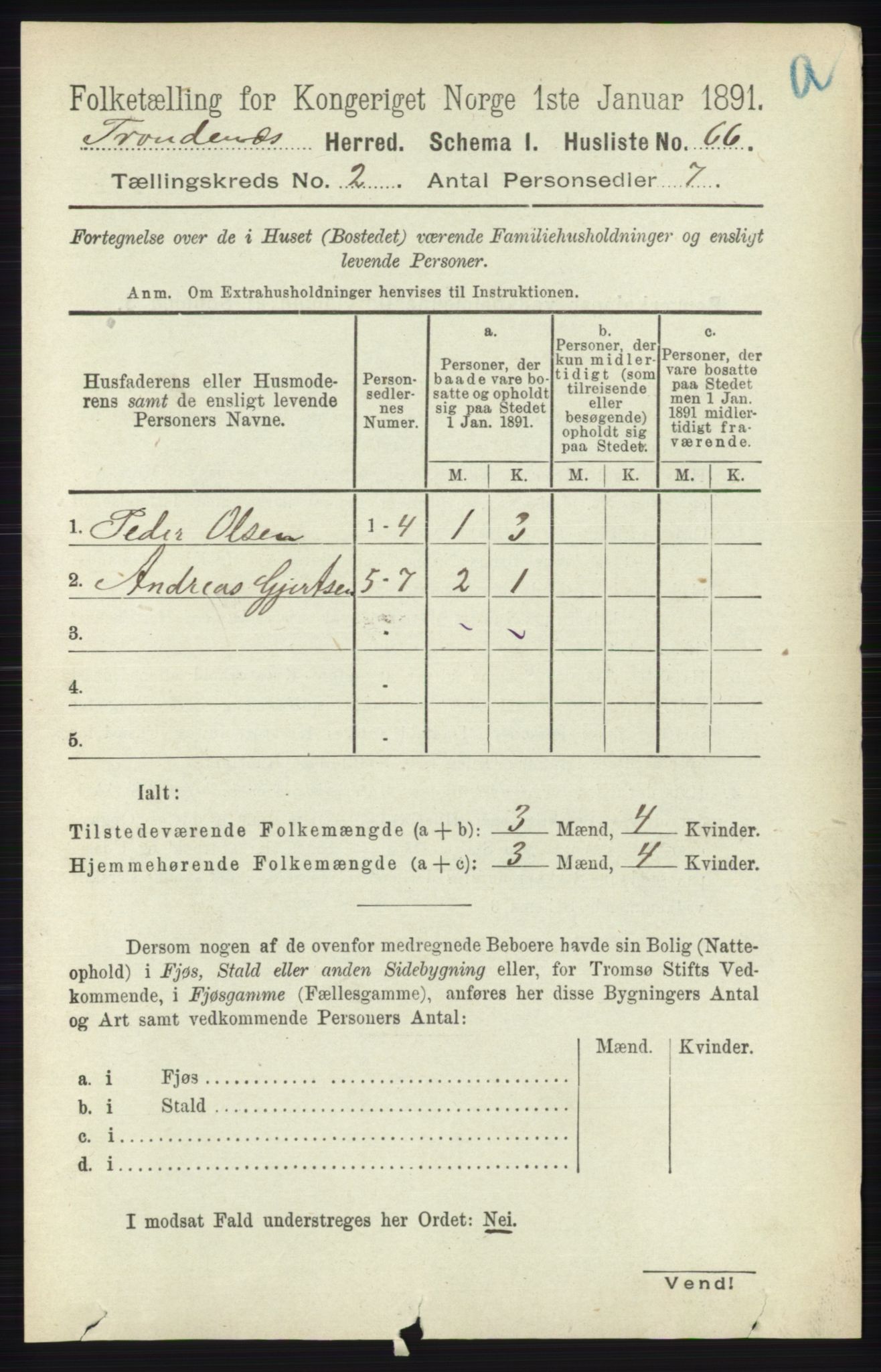 RA, 1891 census for 1914 Trondenes, 1891, p. 644