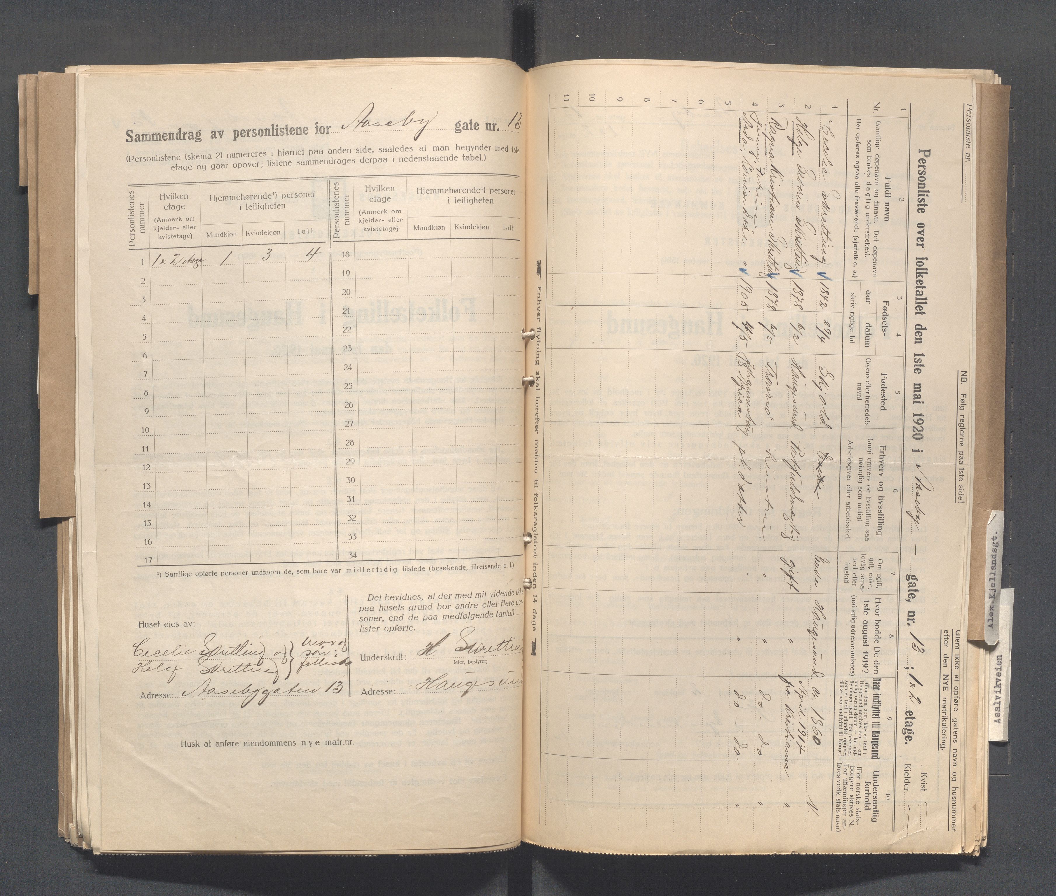 IKAR, Local census 1.5.1920 for Haugesund, 1920, p. 43