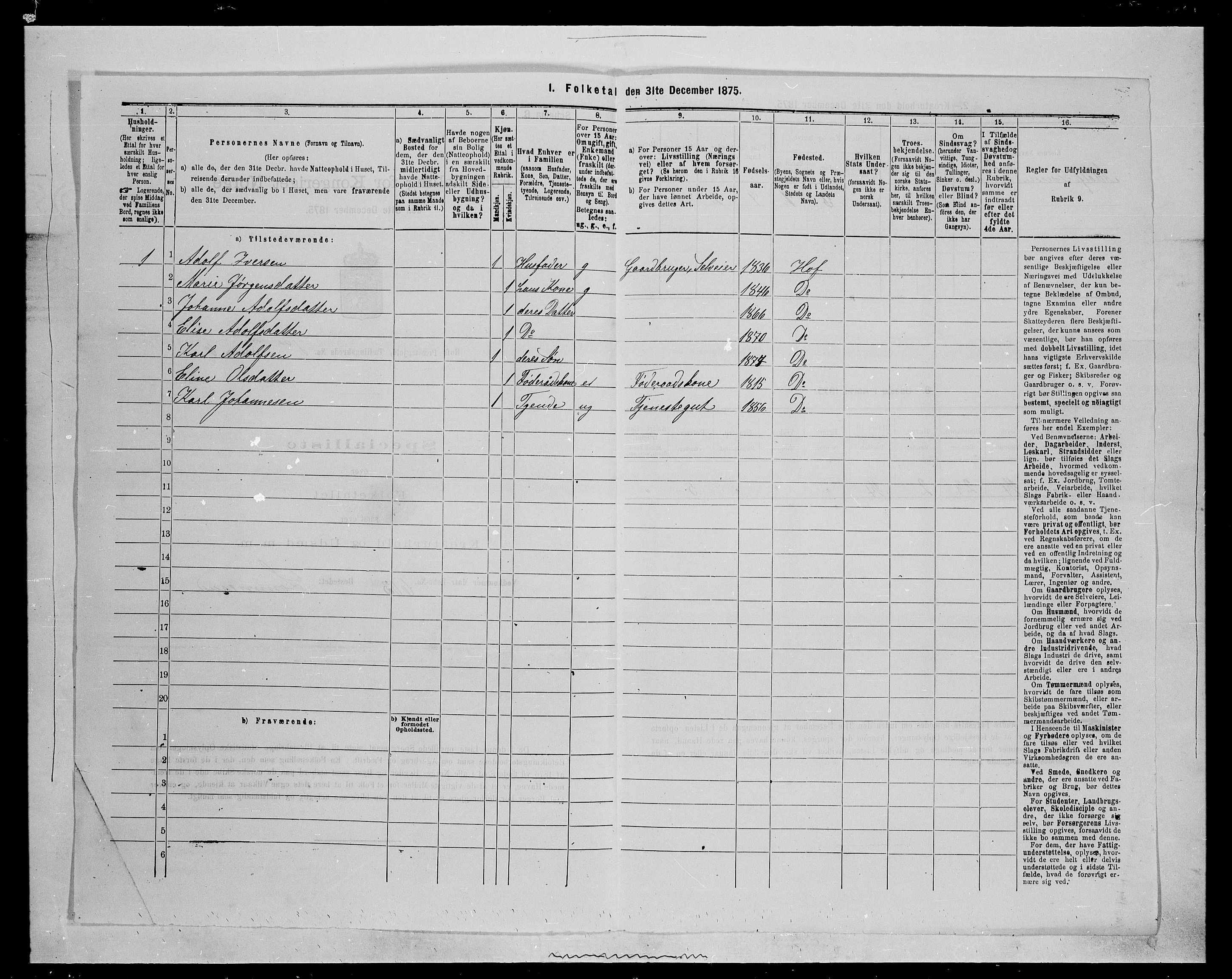 SAH, 1875 census for 0424P Hof, 1875, p. 21