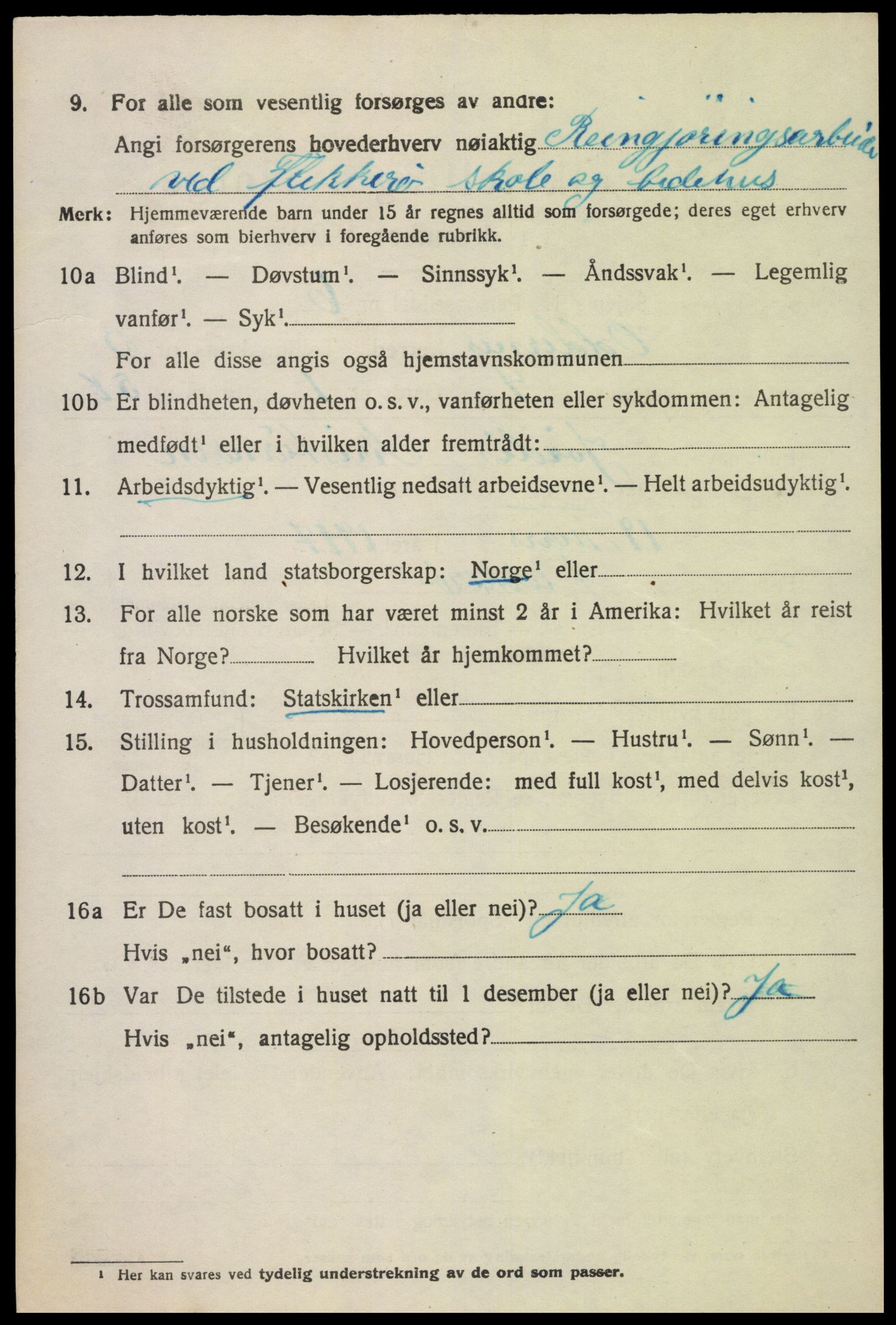 SAK, 1920 census for Oddernes, 1920, p. 3394