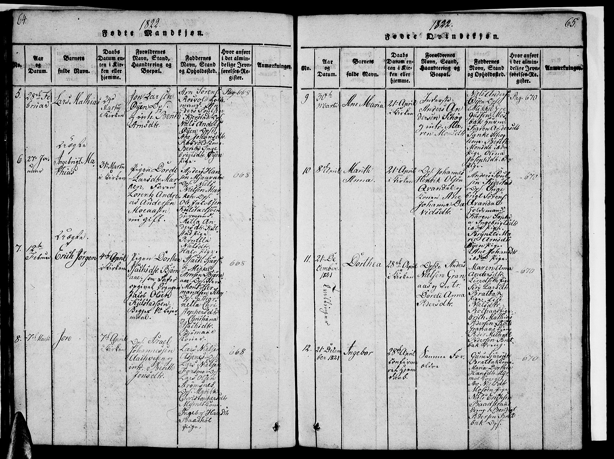 Ministerialprotokoller, klokkerbøker og fødselsregistre - Nordland, AV/SAT-A-1459/820/L0299: Parish register (copy) no. 820C01, 1820-1825, p. 64-65