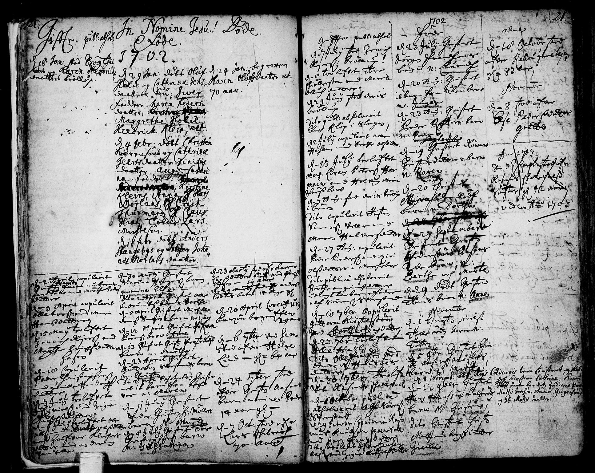 Tønsberg kirkebøker, AV/SAKO-A-330/F/Fb/L0001: Parish register (official) no. II 1, 1690-1796, p. 20-21