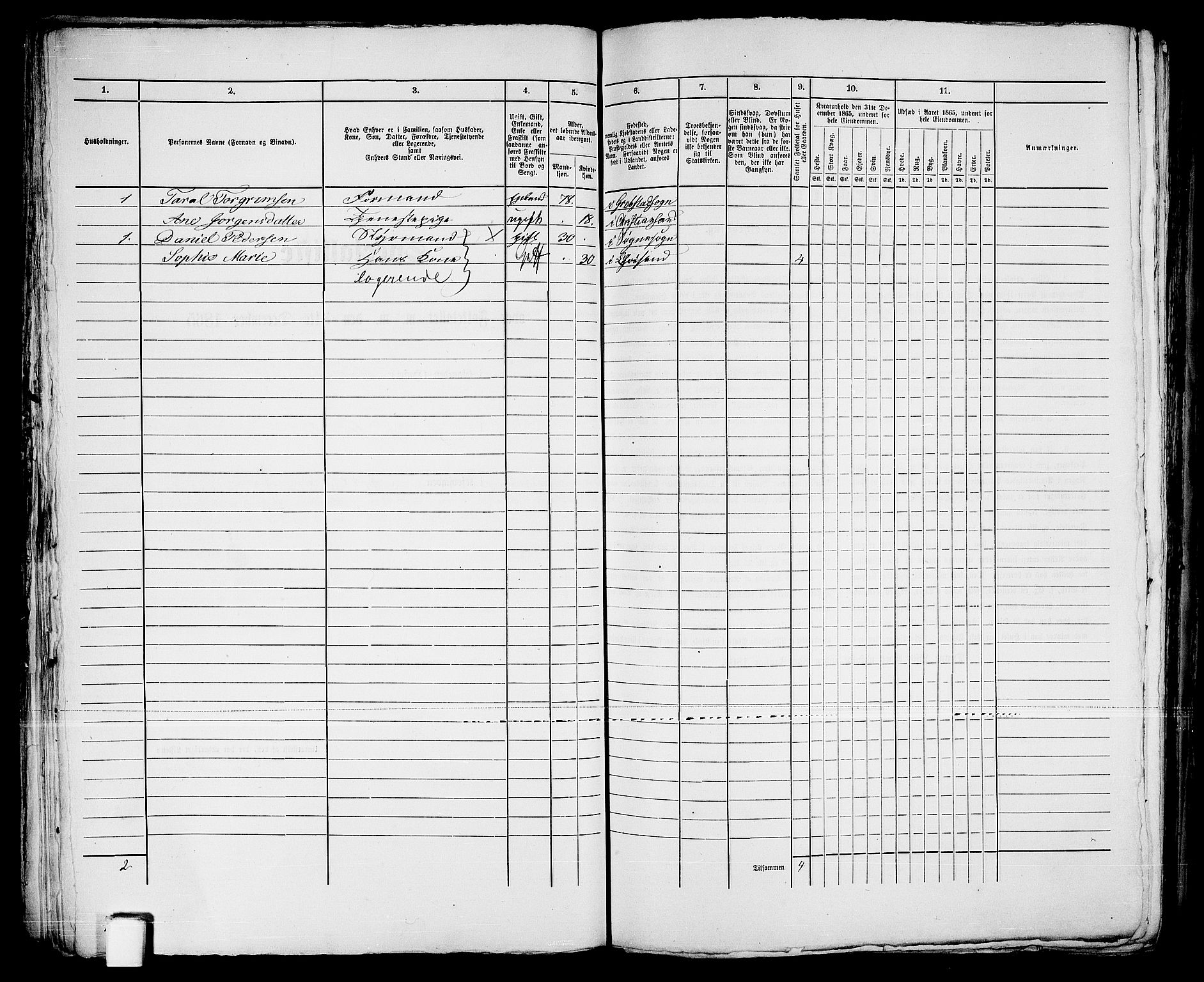 RA, 1865 census for Kristiansand, 1865, p. 1110