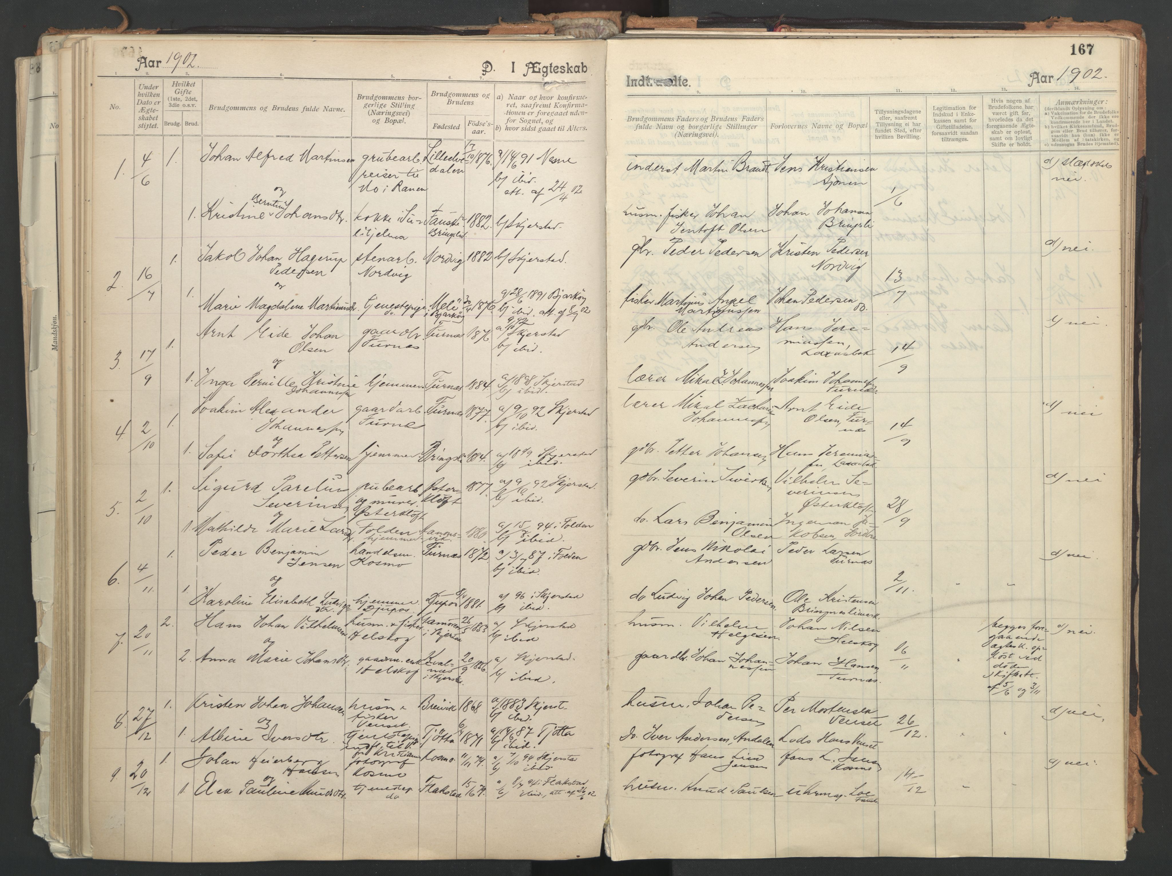 Ministerialprotokoller, klokkerbøker og fødselsregistre - Nordland, AV/SAT-A-1459/851/L0724: Parish register (official) no. 851A01, 1901-1922, p. 167