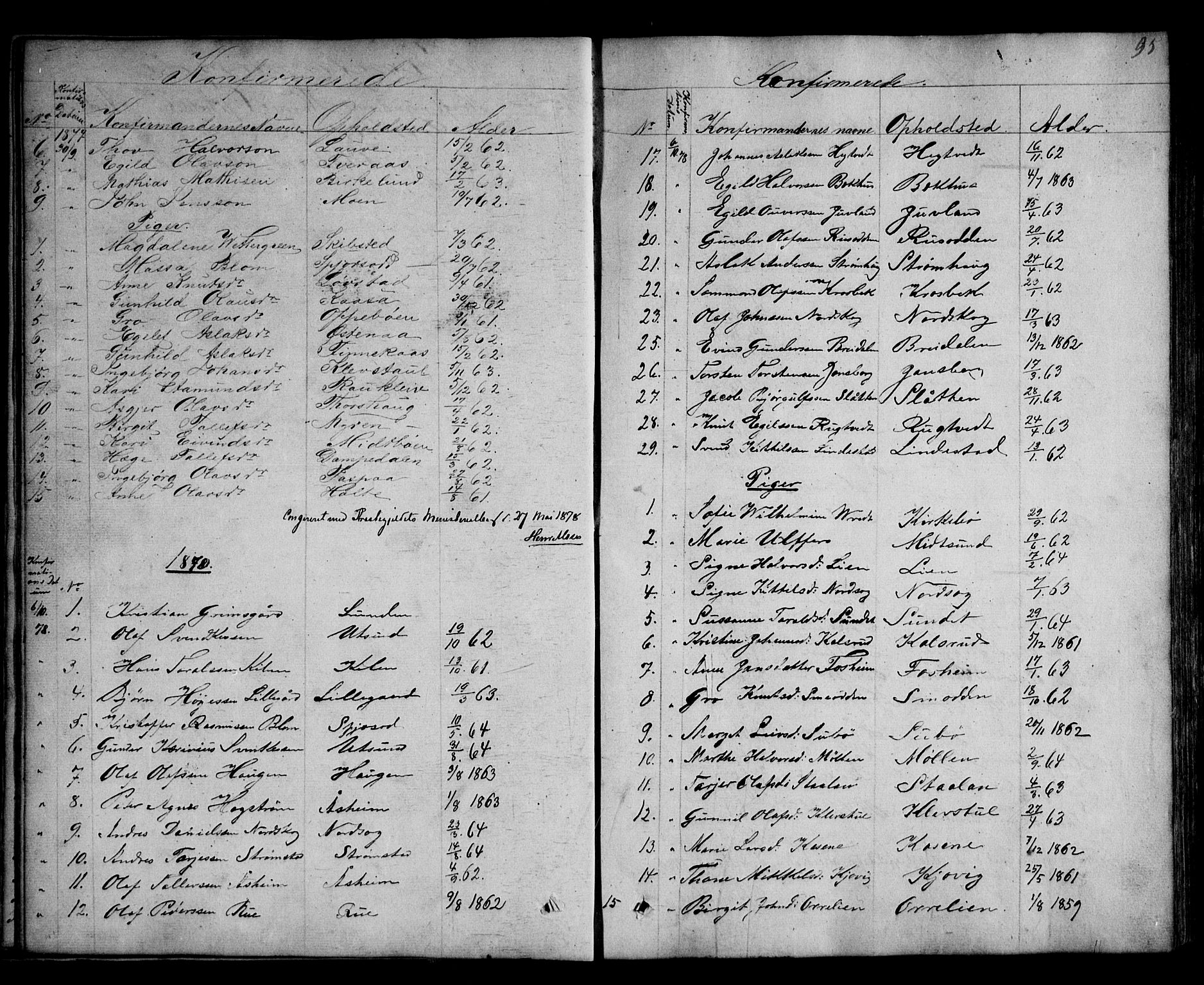 Kviteseid kirkebøker, SAKO/A-276/G/Ga/L0001: Parish register (copy) no. I 1, 1850-1893, p. 95