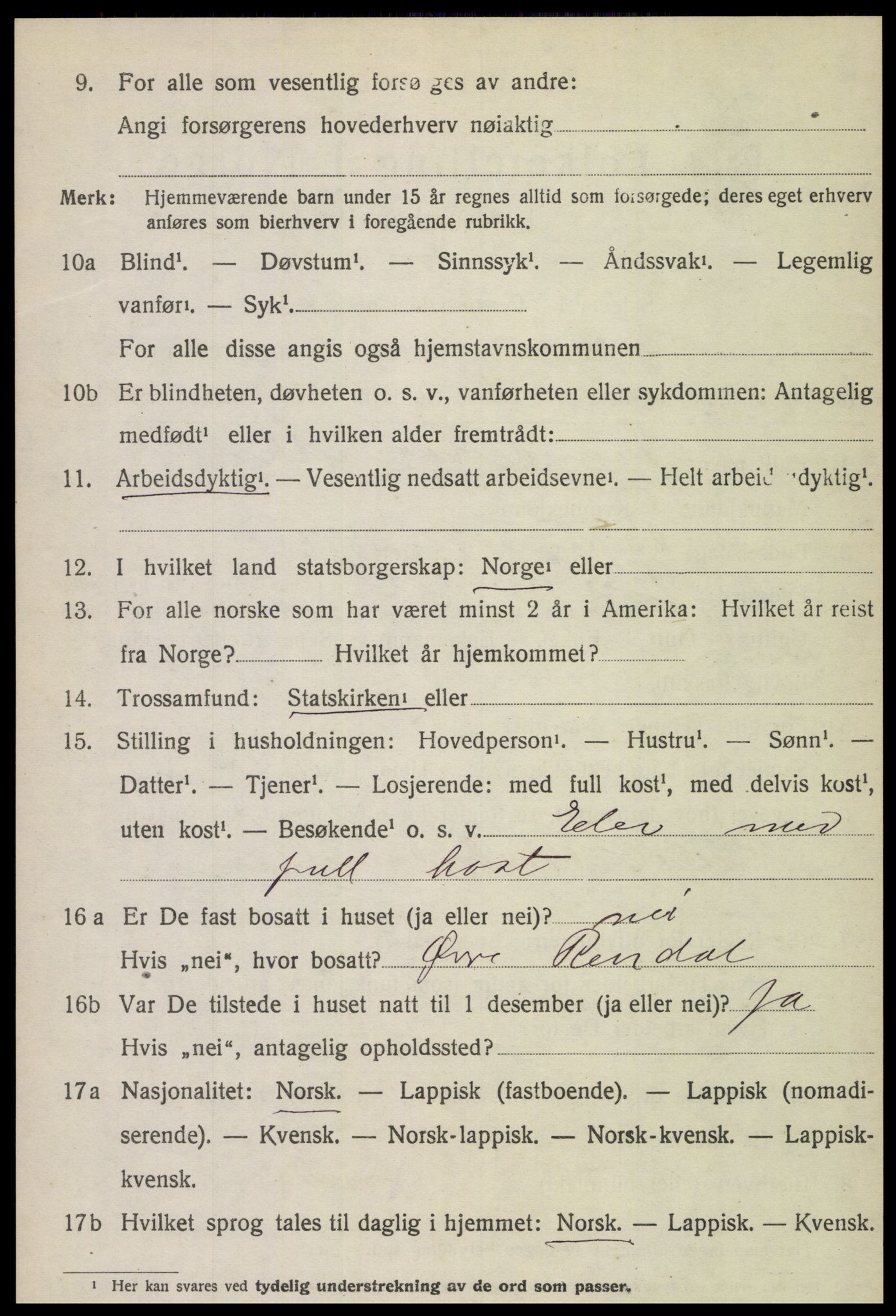 SAT, 1920 census for Egge, 1920, p. 1889