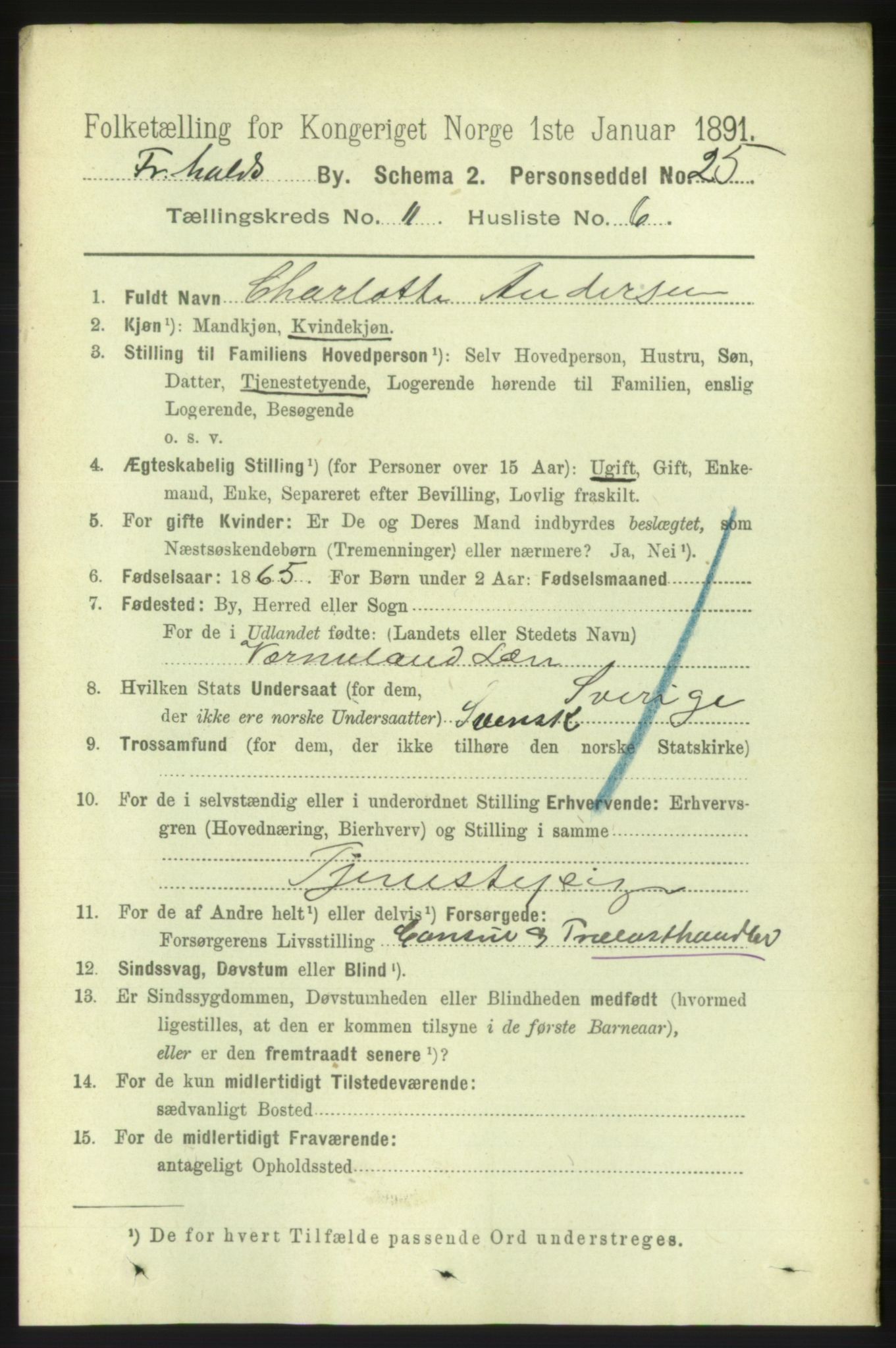 RA, 1891 census for 0101 Fredrikshald, 1891, p. 7717