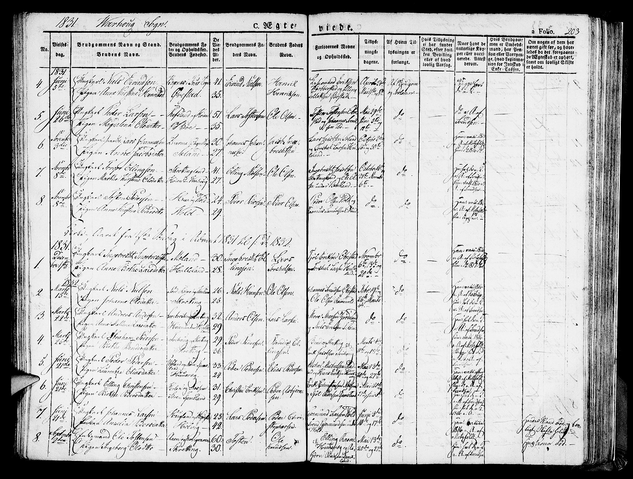 Hå sokneprestkontor, AV/SAST-A-101801/001/30BA/L0004: Parish register (official) no. A 4.1 /2, 1826-1841, p. 203