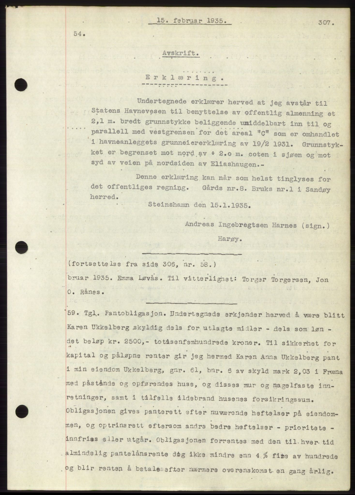 Romsdal sorenskriveri, AV/SAT-A-4149/1/2/2C/L0066: Mortgage book no. 60, 1934-1935, Deed date: 15.02.1935