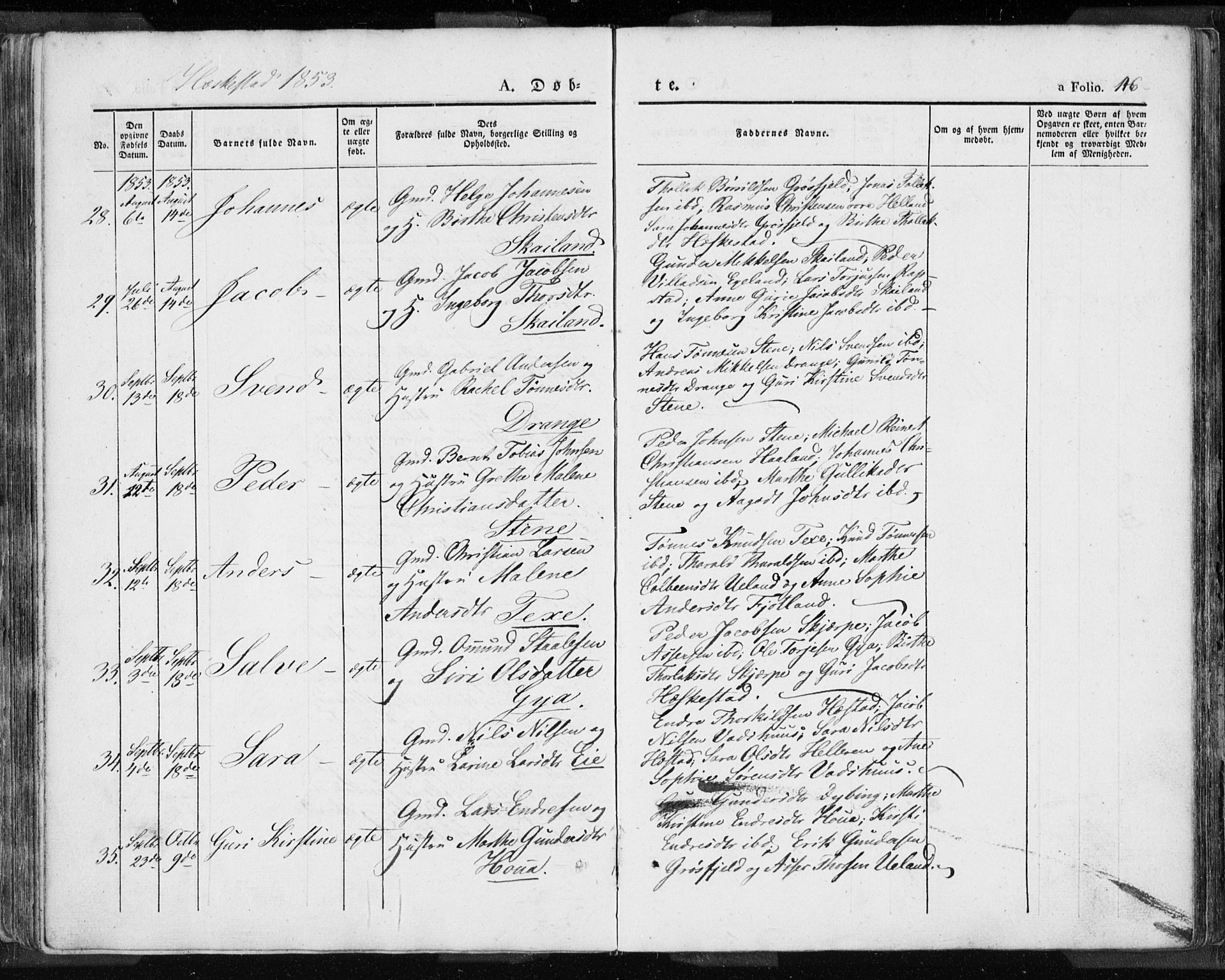 Lund sokneprestkontor, SAST/A-101809/S06/L0007: Parish register (official) no. A 7.1, 1833-1854, p. 146